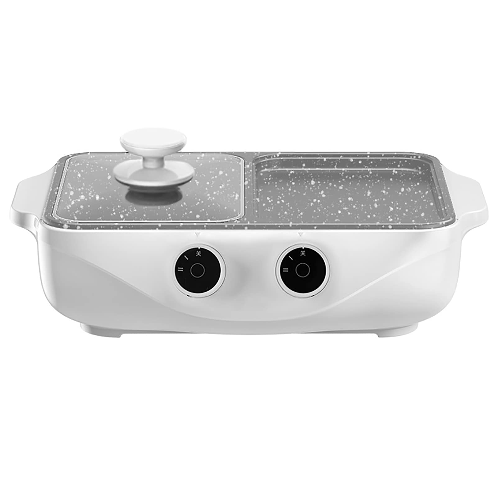 ACD Portable Electric Grill - 2-in-1 Indoor BBQ Grill & Shabu Shabu Hot Pot, Smokeless Multi-Function Electric Grill with Dual Temperature Control, Perfect for Home Cooking, Camping & Small Gatherings (White)