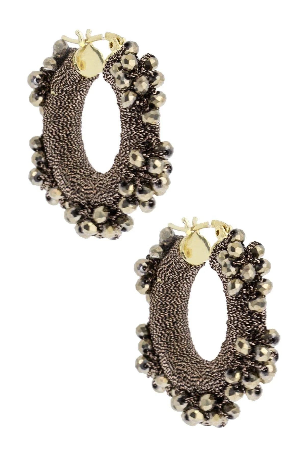 Royal Redux Beaded Hoop Earrings for Women - Elegant Gold-Tone Statement Jewelry - Perfect for Parties, Weddings & Everyday Wear