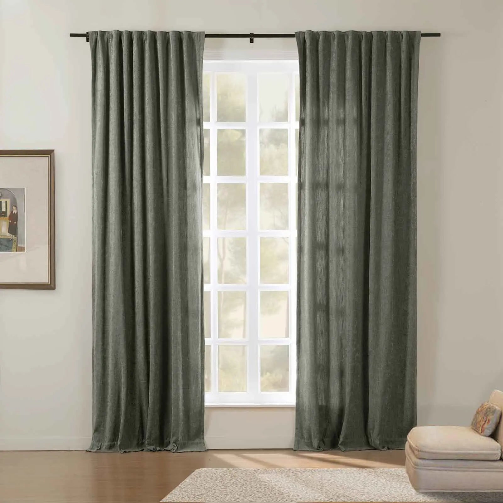 Tino Heavyweight Chenille Blackout Curtains - Soft Thermal Insulated Drapes for Living Room & Bedroom - Noise Reducing & Light Blocking Window Treatments