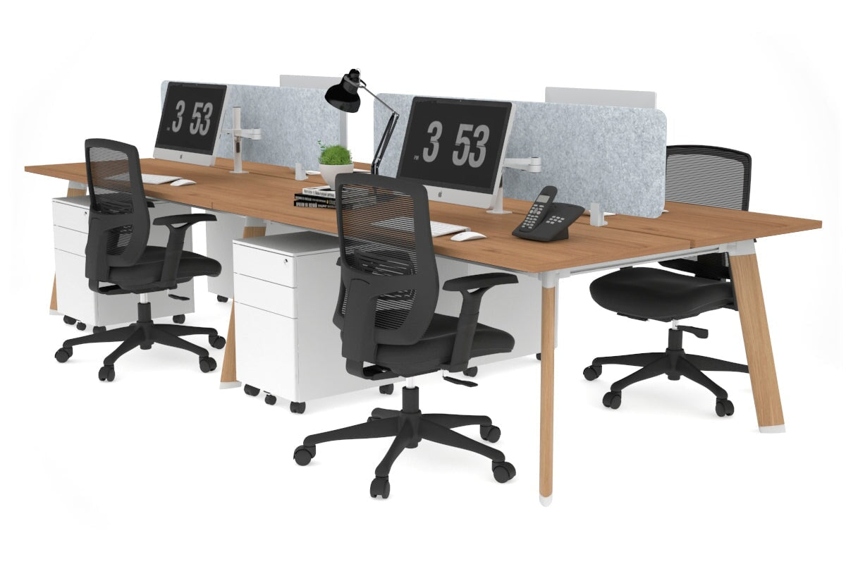 4-Person Workstation with Wood Imprint Frame - 1800L x 700W Office Desk for Team Collaboration & Productivity | Perfect for Open Office Spaces & Coworking Environments