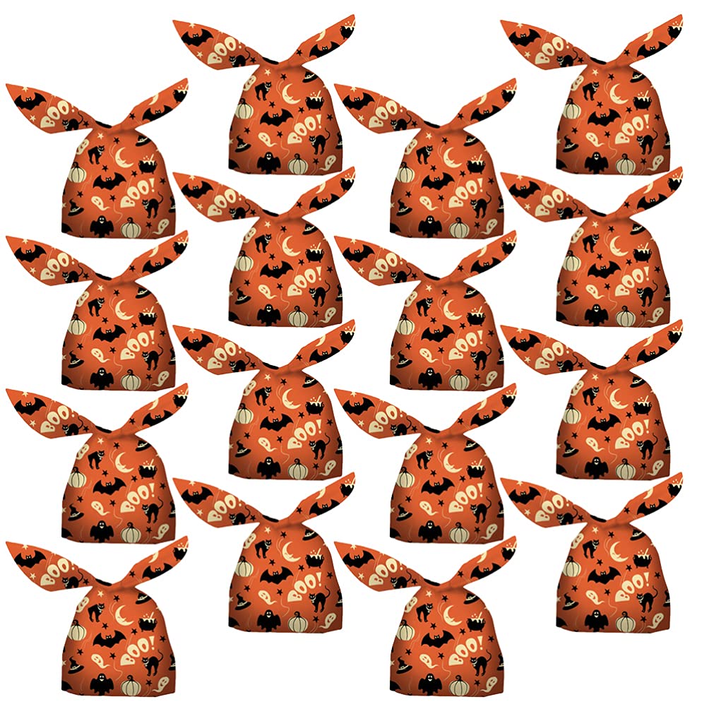 Amosfun 50pcs Halloween Bunny Ear Treat Bags - Cute Rabbit Shaped Cookie & Candy Pouches for Trick or Treat, Party Favors, Halloween Festival Supplies - Perfect for Classroom Treats, Halloween Parties & Neighborhood Trick-or-Treating