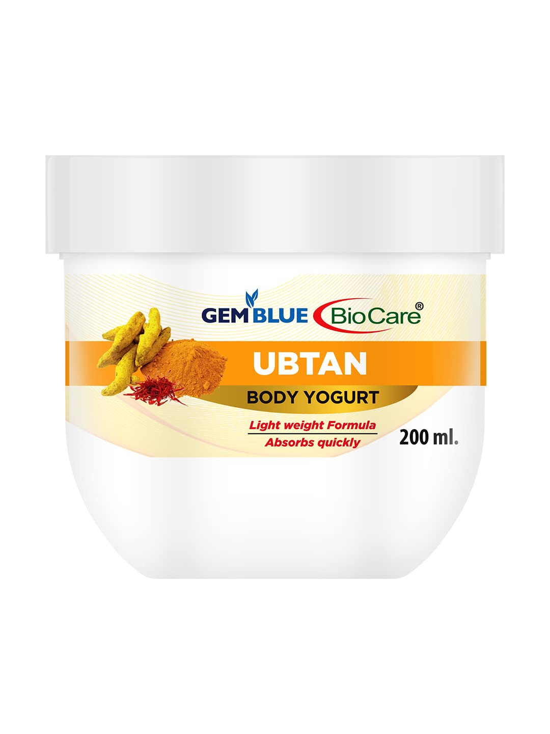 Gemblue Biocare Ubtan Body Yogurt Cream - 200ml | Moisturizing & Nourishing Body Lotion for Dry, Dull Skin | Hydrating & Brightening Formula | Perfect for Daily Skincare Routine & Spa Days (Pack of 1)
