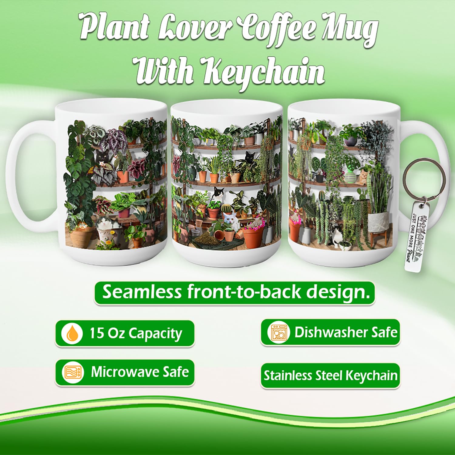 Cat & Plant Lovers Coffee Mug - Best Gardening Gift for Women, Perfect Present for Cat Moms & Plant Enthusiasts - Ideal for Tea, Coffee & Home Decor