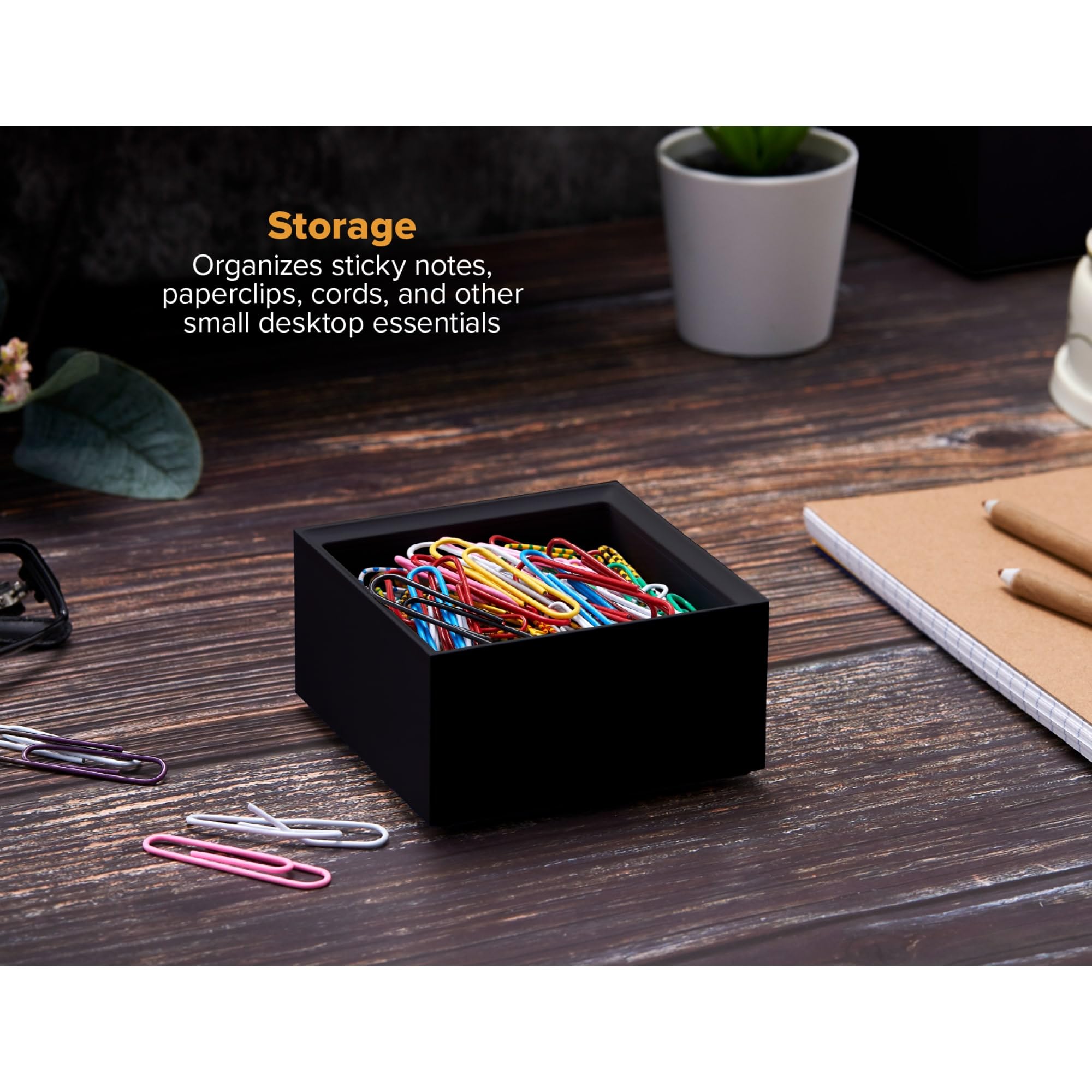 Bostitch Office Konnect Desk Organizer Accessory Tray - Black Desktop Storage Solution for Pens, Paper Clips & Office Supplies | Perfect for Home Office, Workstation & School Desk Organization
