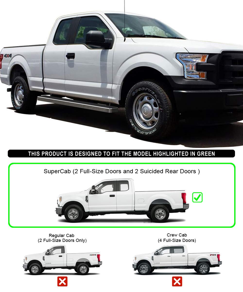 304 Stainless Steel Running Boards Nerf Bars Side Steps for Ford F150 2015-2025 Super Cab & F-250 F-350 Super Duty 2017-2025 - Durable Off-Road Accessories for Truck Protection & Easy Entry