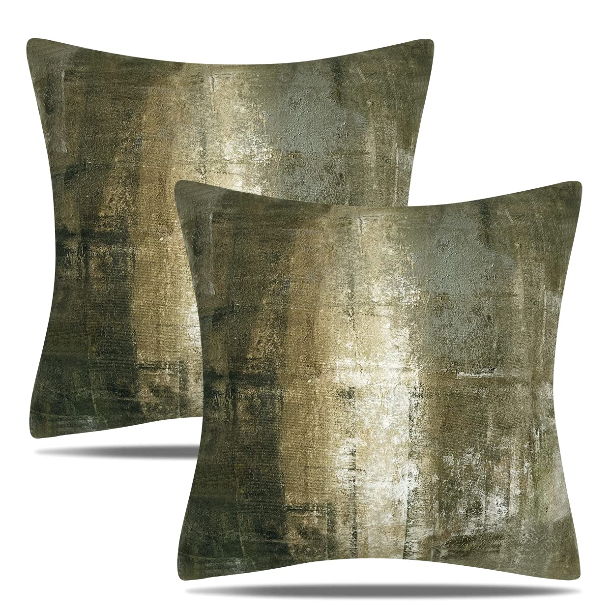 Contemporary Abstract Art Brown & Gray Throw Pillow Covers Set of 2 - 20x20 Inch Decorative Cushion Covers for Sofa, Bedroom, Living Room & Car Décor - Soft & Stylish Home Accents for Modern Spaces