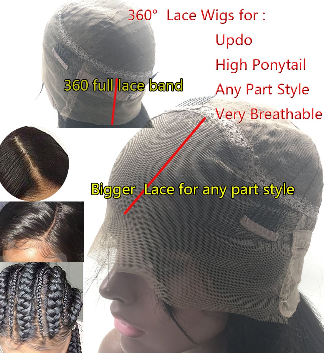 360 Lace Frontal Wig 9A Brazilian Human Hair - Pre Plucked Kinky Straight Glueless Wig for Black Women | Small Cap | 12