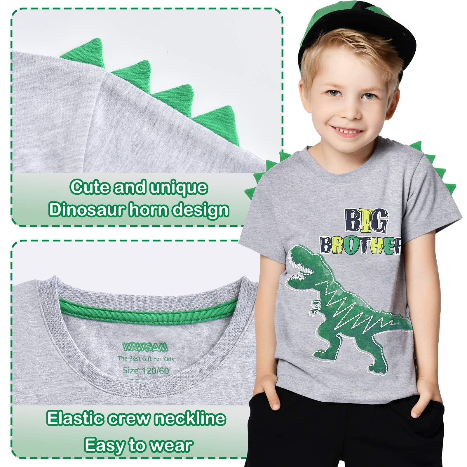 Dinosaur Big Brother Announcement T-Shirt - Cute Sibling Outfits for Toddler Boys | Gender Reveal, New Baby Announcement, Family Matching Outfits
