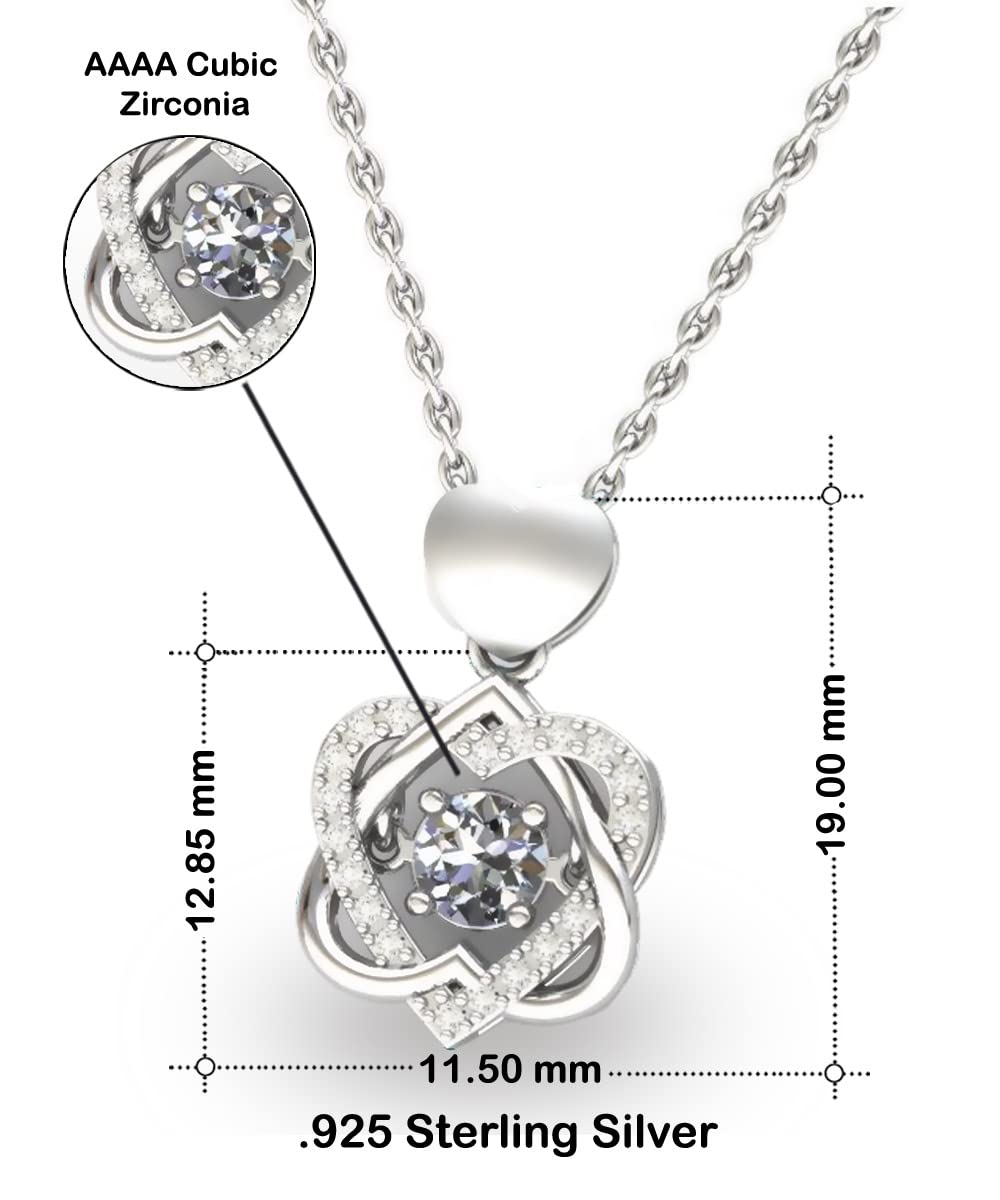 Amangny Sterling Silver Cubic Zirconia Heart Knot Necklace - Thoughtful Mother's Day Gift from Son, Elegant Jewelry for Mom with 'I Love You' Message - Perfect for Birthdays, Anniversaries & Special Occasions