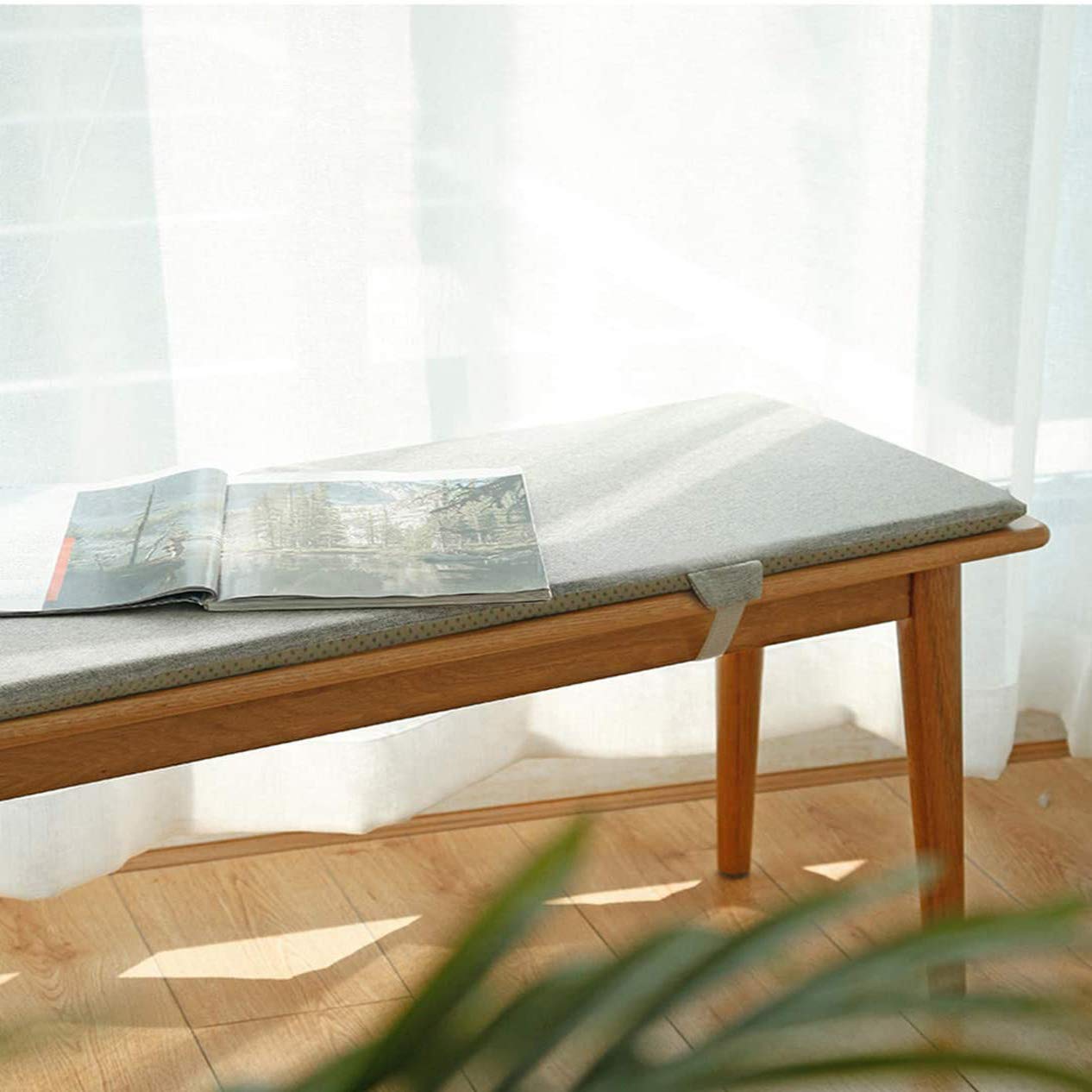 Non-Slip Japanese Style Long Dining Chair Cushion - Waterproof Indoor/Outdoor Bench Seat Pad with Ties, Beige 30x150x3cm (12x59x1inch) - Perfect for Bay Window, Patio, Dining Room & Garden Furniture