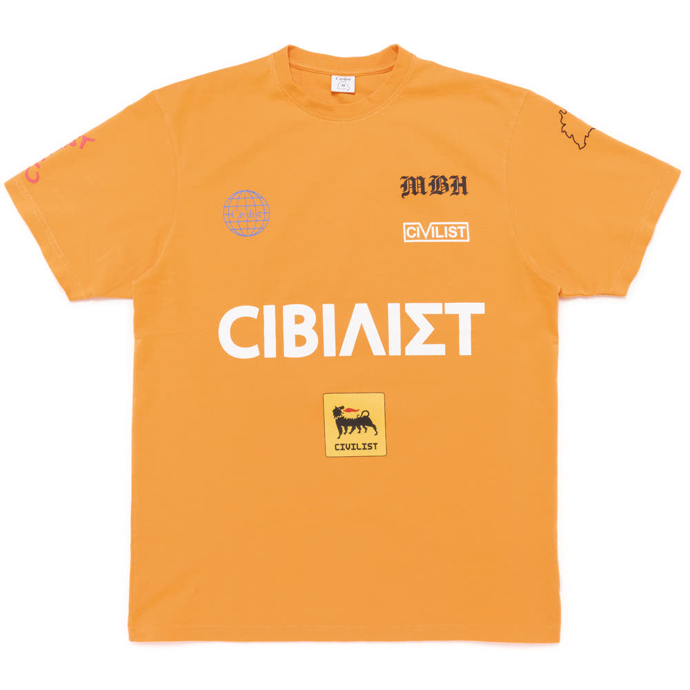 Civilist Sponsor Short Sleeve T-Shirt [Orange] - Trendy Streetwear for Casual Outfits & Summer Fashion