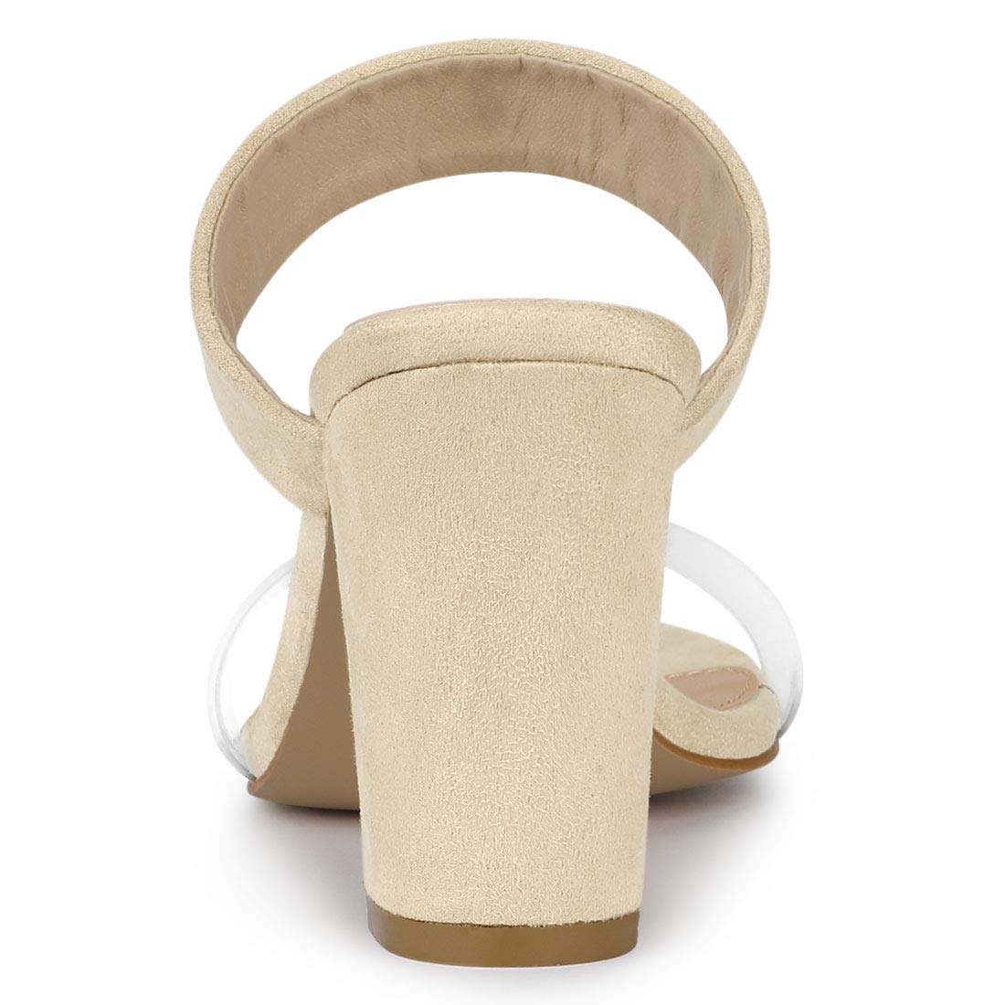 Allegra K Women's Block Heel Slide Sandals with Dual Clear Straps - Comfortable Summer Dress Shoes for Weddings, Parties & Office Wear