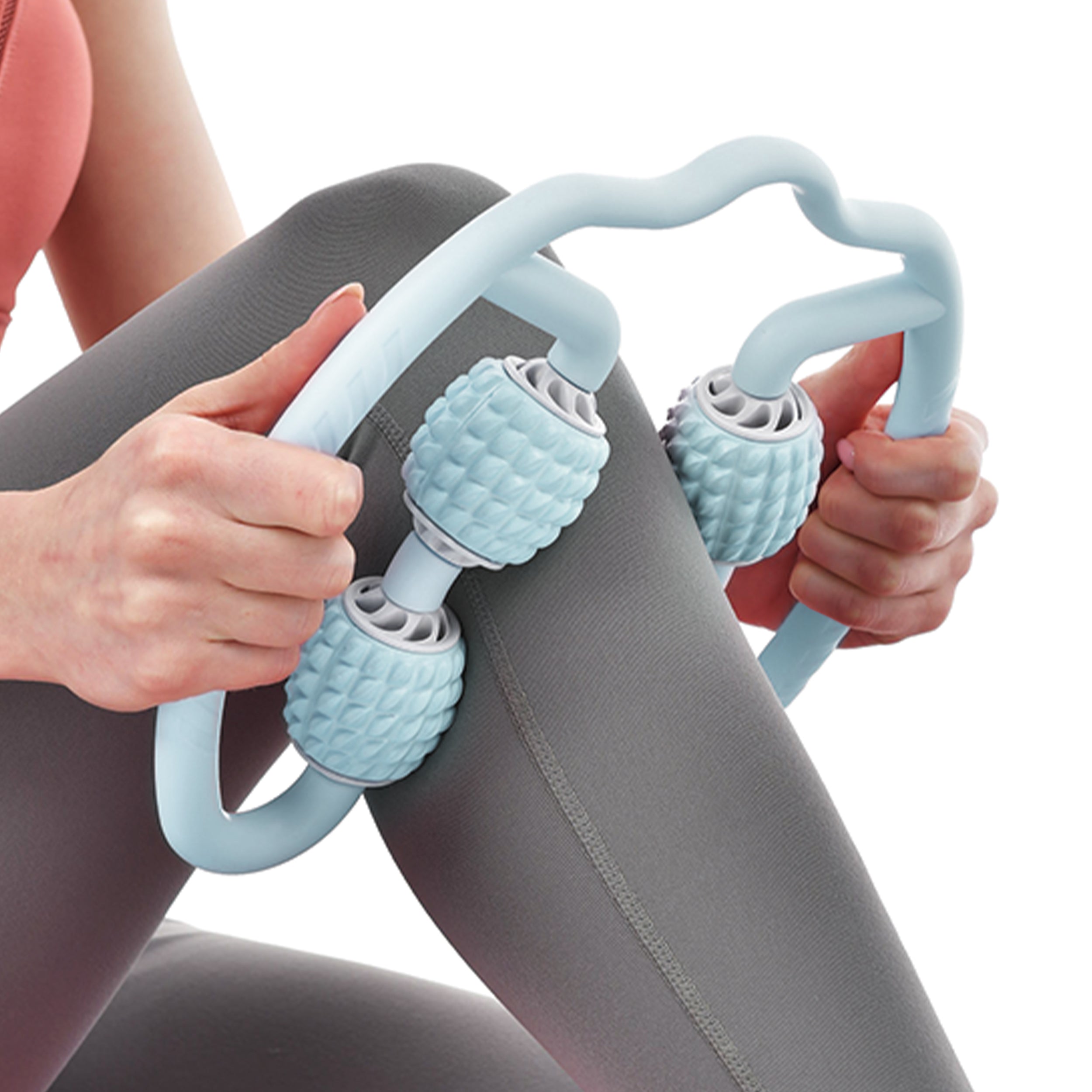 PRCTZ 4-Point Massage Foam Roller - Handheld Muscle Massager for Back, Neck & Shoulder Pain Relief - Portable Deep Tissue Massage Tool for Athletes, Yoga & Post-Workout Recovery