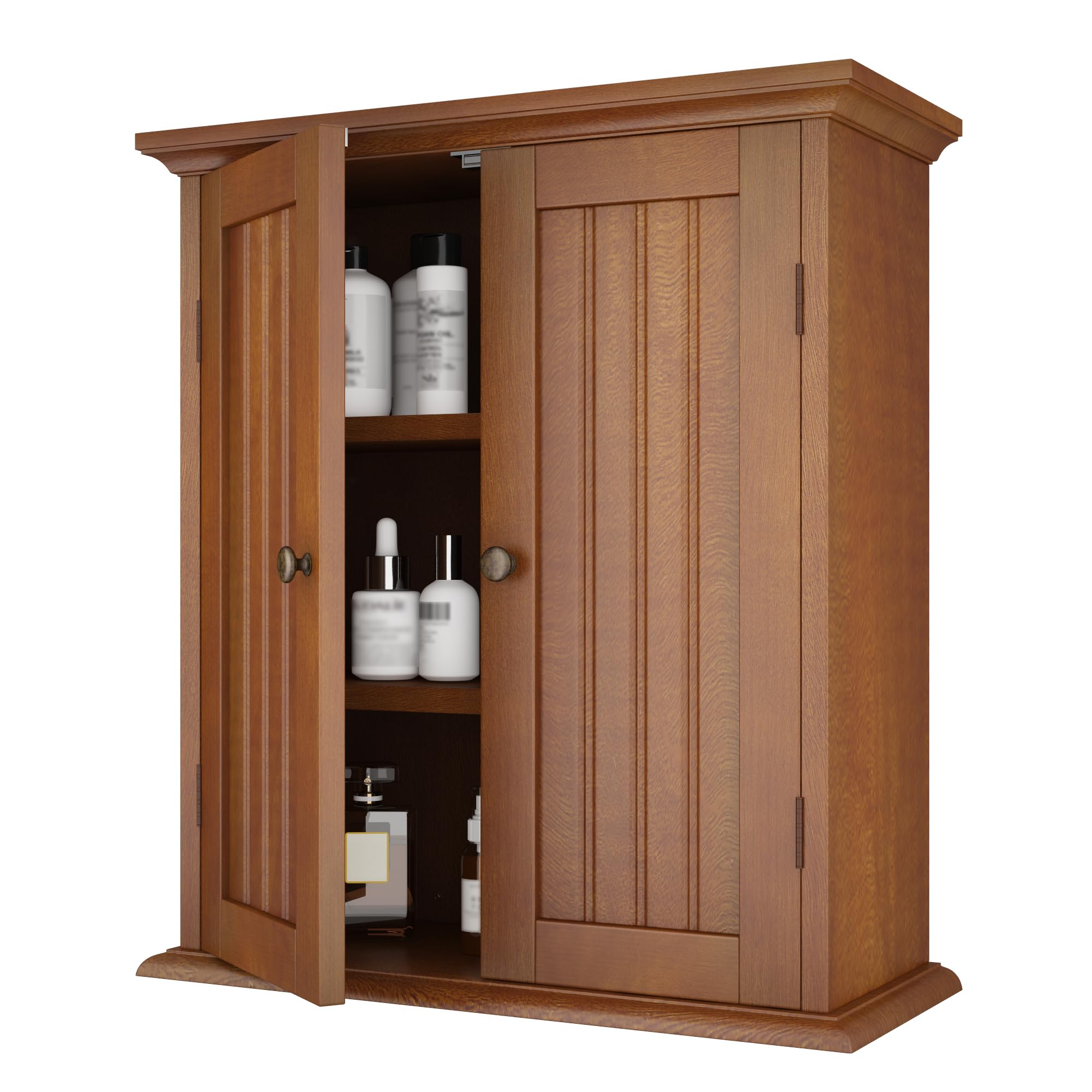 ChooChoo Rustic Bathroom Wall Cabinet - Over The Toilet Space Saving Storage with 2 Doors & Adjustable Shelves - Perfect for Small Bathrooms, Apartments & Vanity Organization