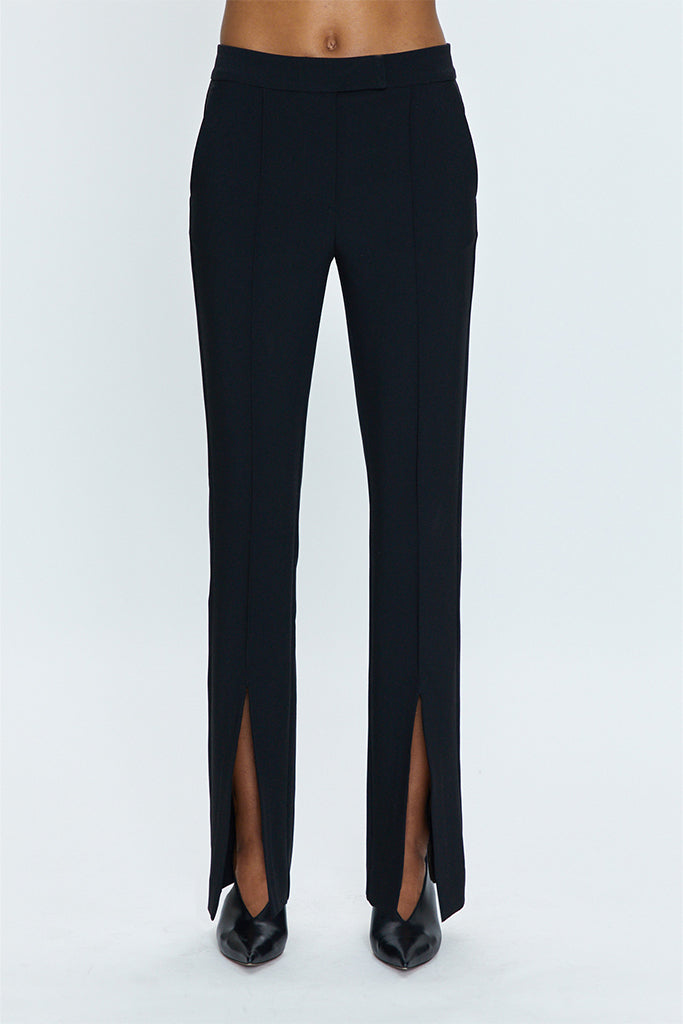 Diana Front Slit Trouser Pants for Women - High Waist Black Dress Pants for Office, Work & Business Casual Outfits