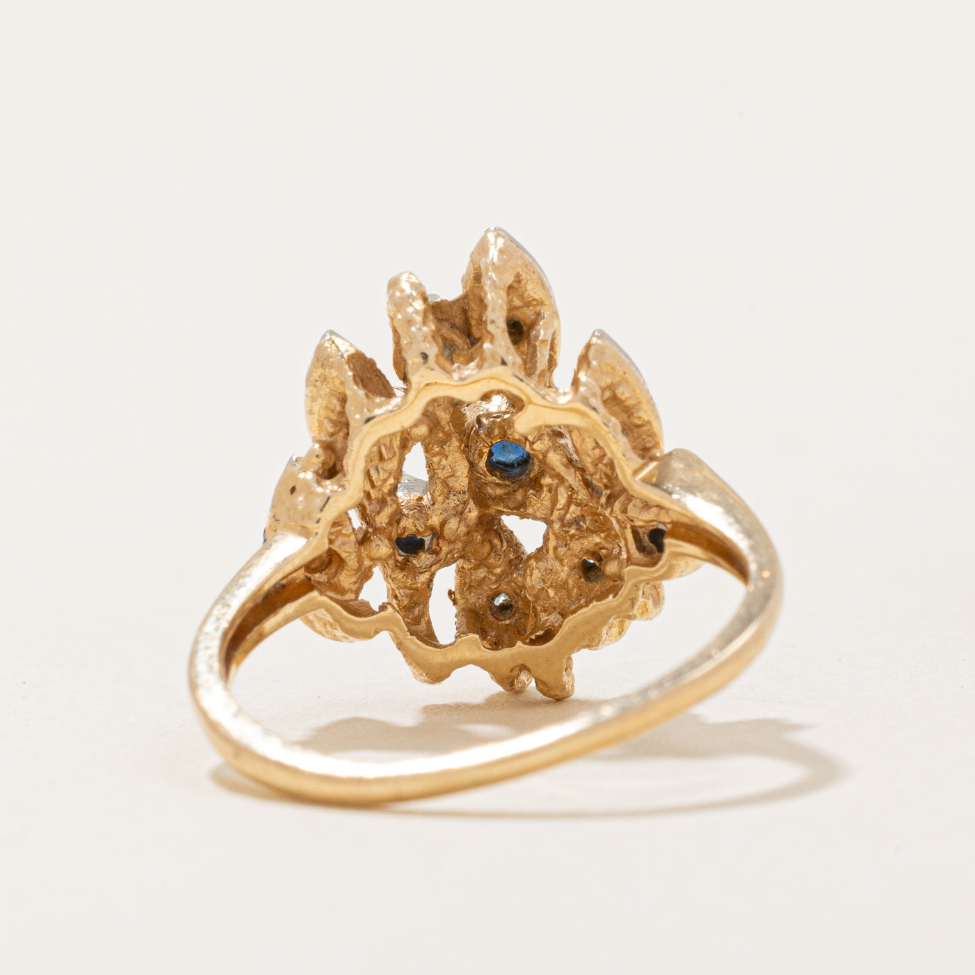 Elegant Sapphire & Diamond Abstract Cocktail Ring - 0.13ctw Sapphire & 0.03ctw Diamond - Size 5 - Perfect for Evening Parties & Special Occasions