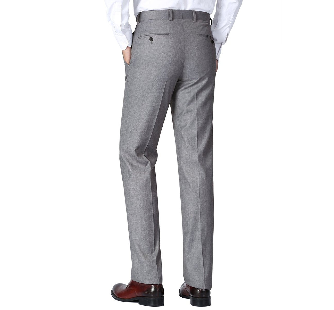 Renoir Grey Slim Fit Flat Front Wool Suit Pants by Alessandro Vitello - Premium Men's Dress Pants for Business, Office & Formal Occasions