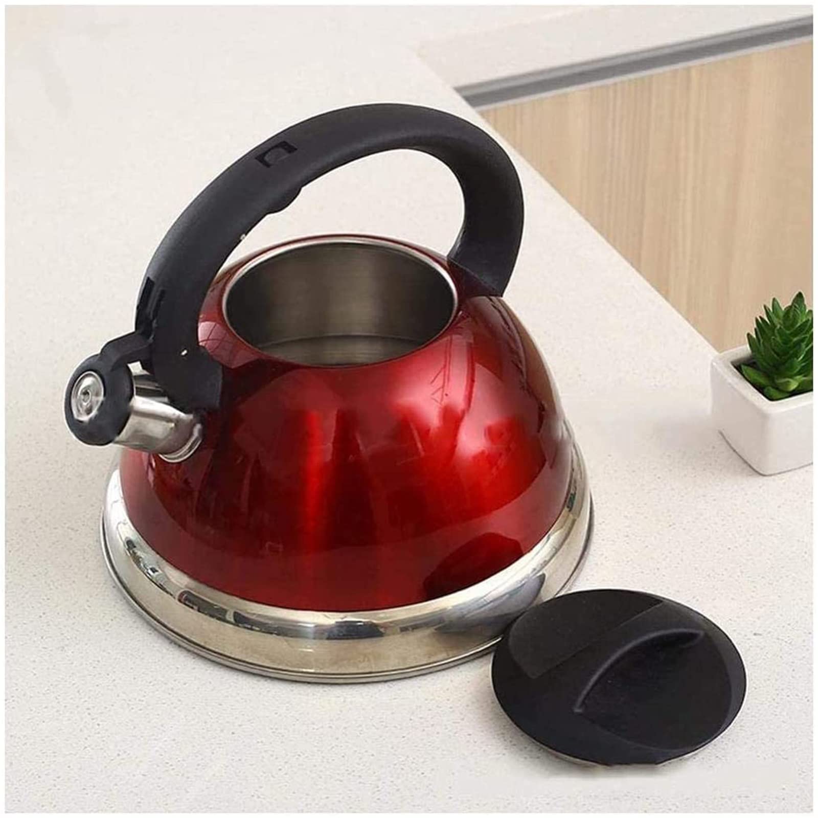 Stainless Steel Whistling Tea Kettle 3L - Stovetop & Induction Compatible, Flat Bottom Teapot for Gas & Electric Cooktops - Perfect for Home, Office & Camping Use