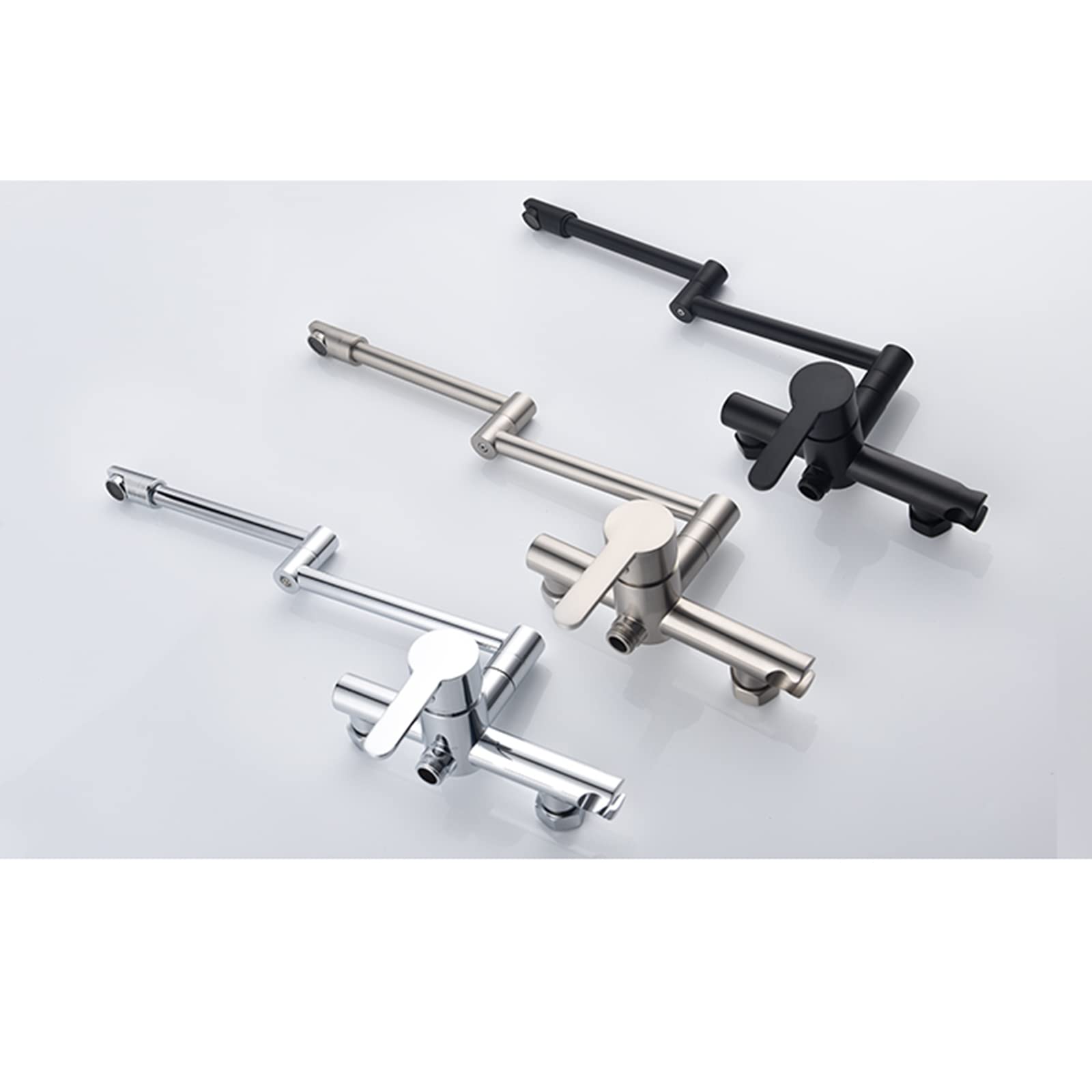 Commercial Brass Wall Mount Kitchen Faucet - Hot & Cold Water 2-Function Swing Arm Pot Filler with Folding Stretchable Double Joint - Chrome Finish for Restaurant & Home Kitchen Sink Installation