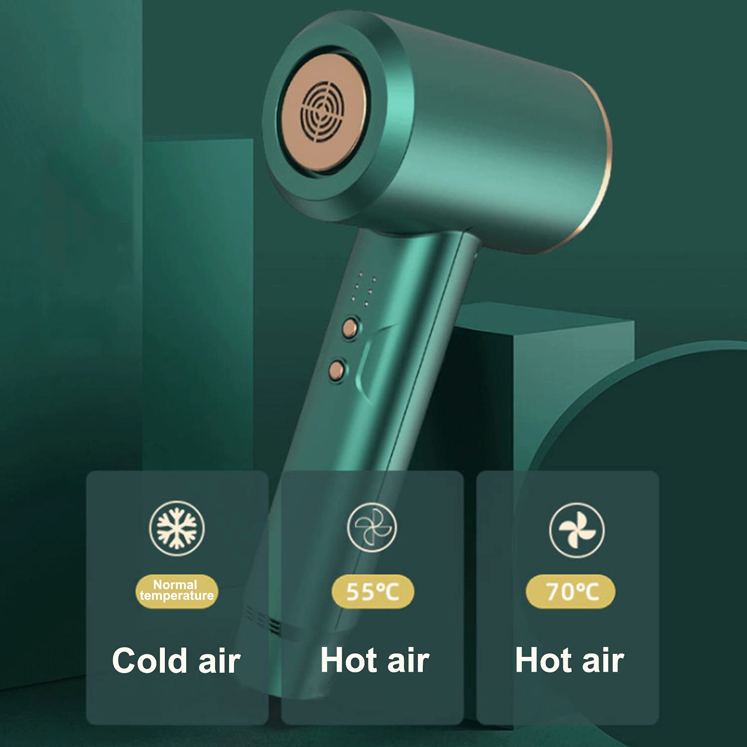 **300W Cordless Hair Dryer with Nozzles - 3 Speed & Heat Settings, Rechargeable Lithium Battery for Travel, Camping & Outdoor Use - Perfect for Styling On-The-Go**