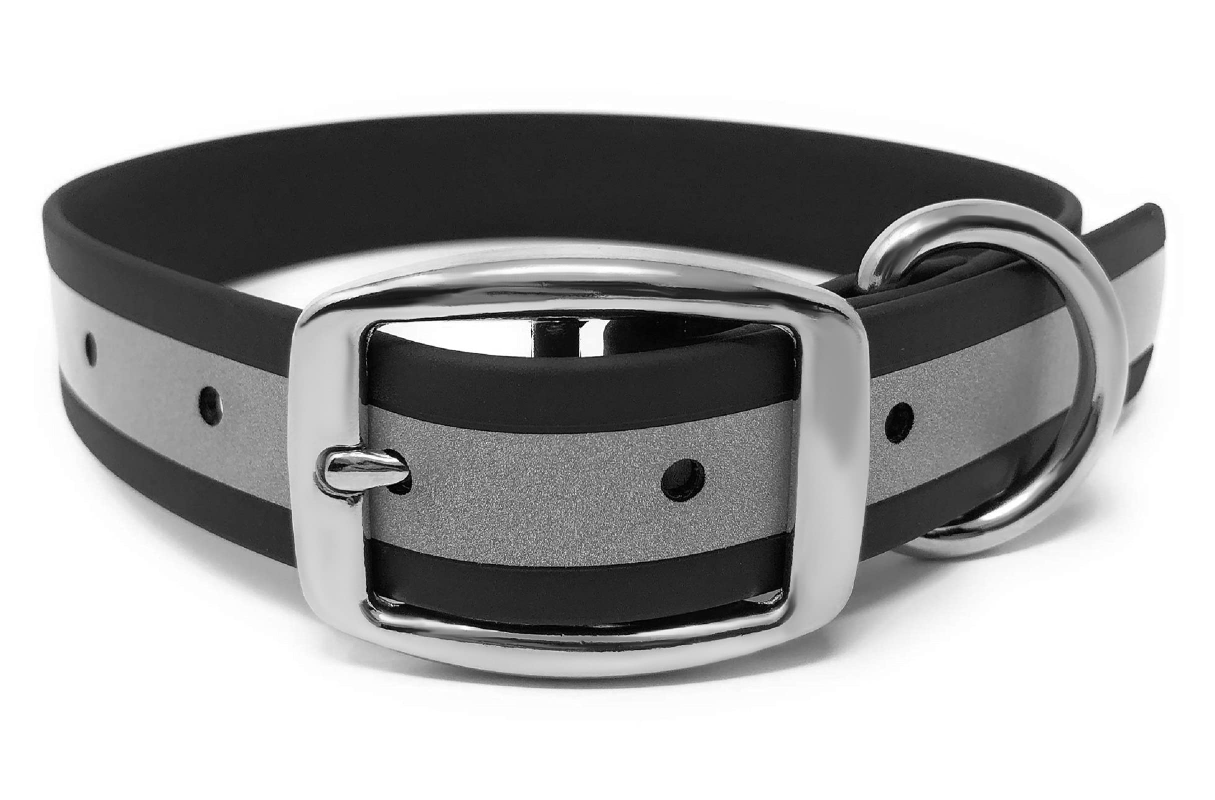Regal Heavy Duty Reflective Dog Collar - Adjustable Chew Proof & Waterproof Collar with Metal Buckle & D-Ring for Small Medium Large Dogs | Perfect for Night Walks, Training & Outdoor Adventures