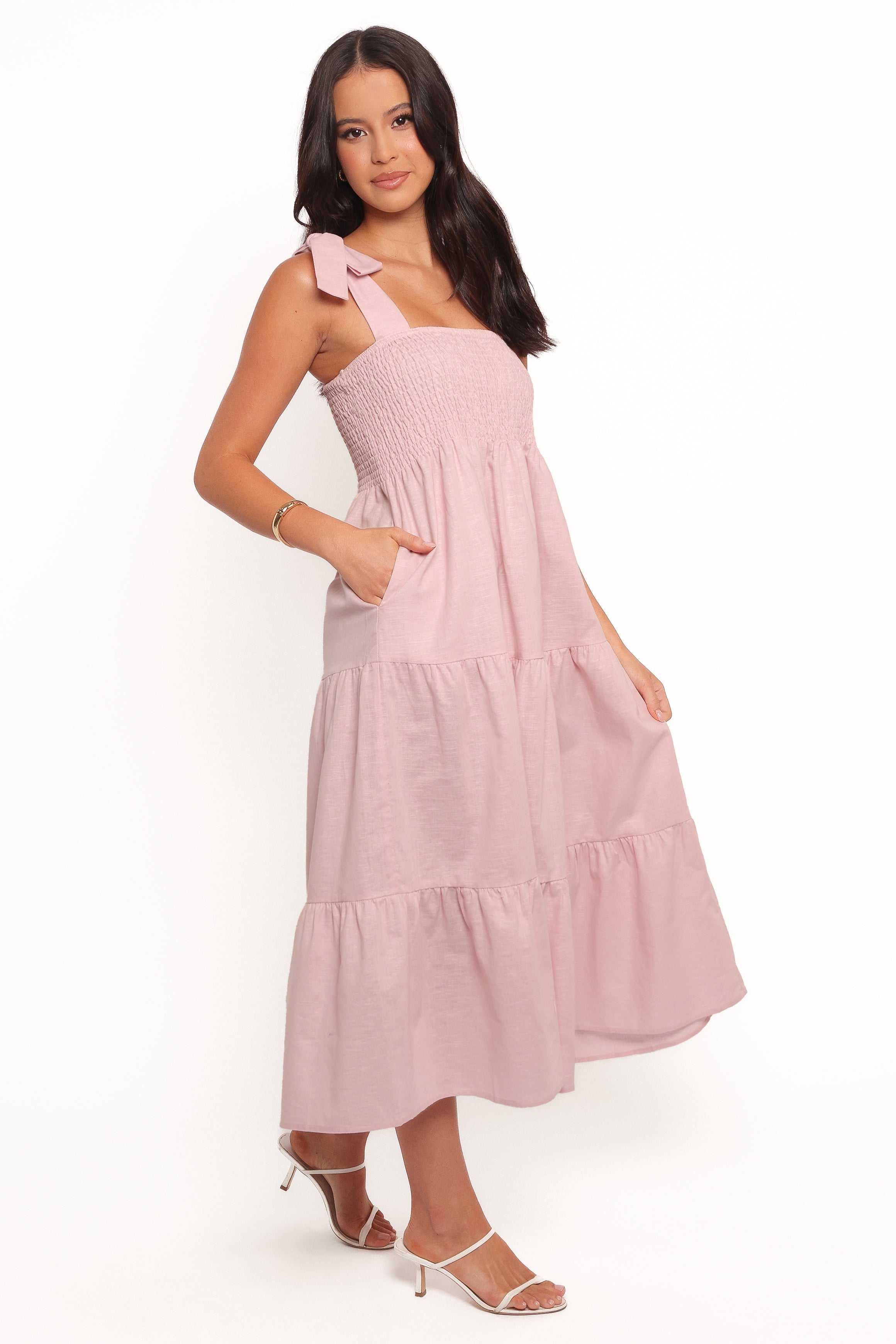 Giorgi Midi Dress for Women - Flowy Pink Summer Dress with Short Sleeves, Casual & Elegant Style | Perfect for Beach, Party, Wedding & Everyday Wear