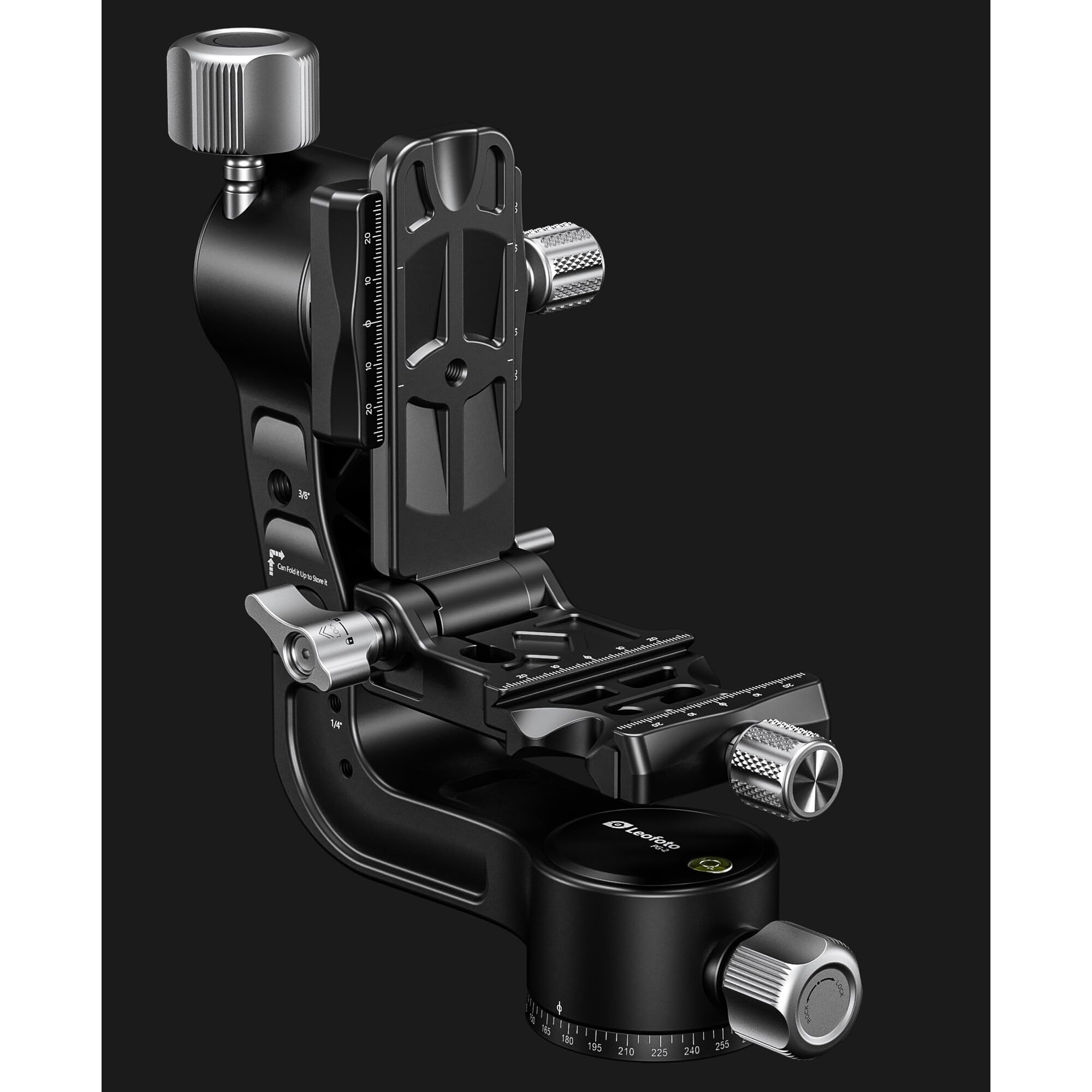 Leofoto PG-1 Black Heavy Duty Gimbal Tripod Head - Arca Swiss Compatible for DSLR & Mirrorless Cameras - Perfect for Wildlife Photography, Bird Watching & Sports Shooting