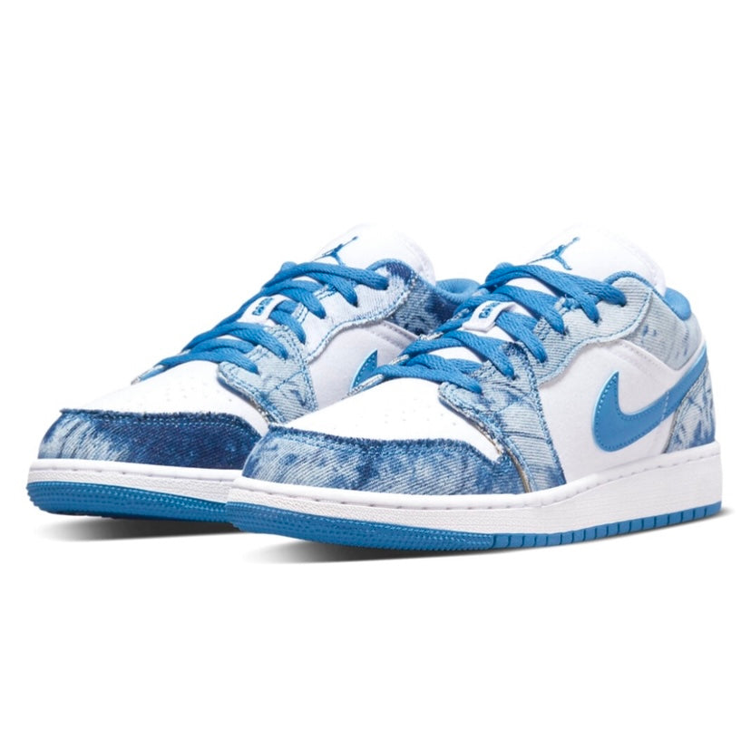 Air Jordan 1 Low GS Sneakers - White & Dutch Blue Basketball Shoes for Girls - Perfect for School, Sports & Casual Wear