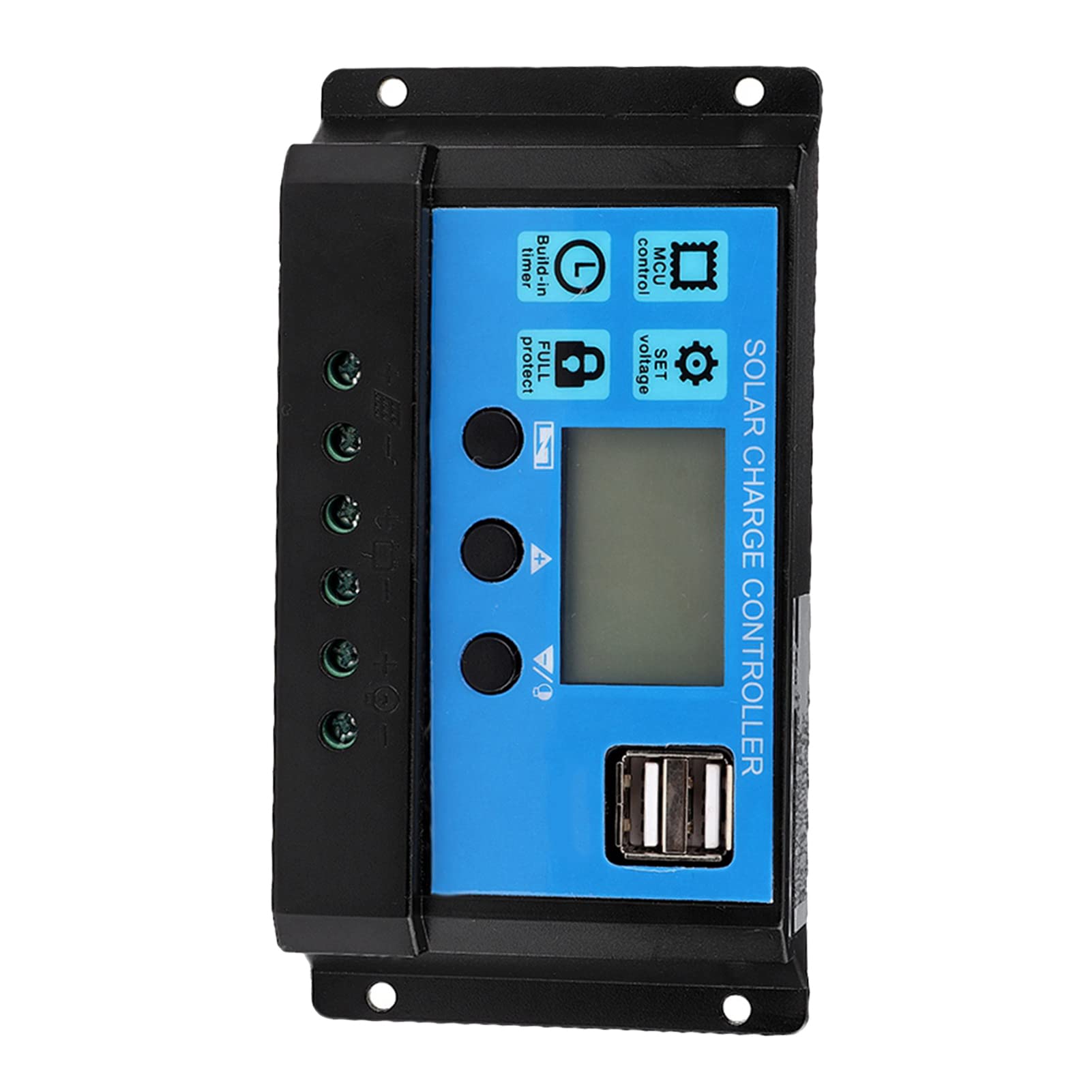 60A Solar Charge Controller 12V/24V PWM with LCD Display & Dual USB - Auto Solar Panel Battery Regulator for RV, Boat, Off-Grid Power Systems