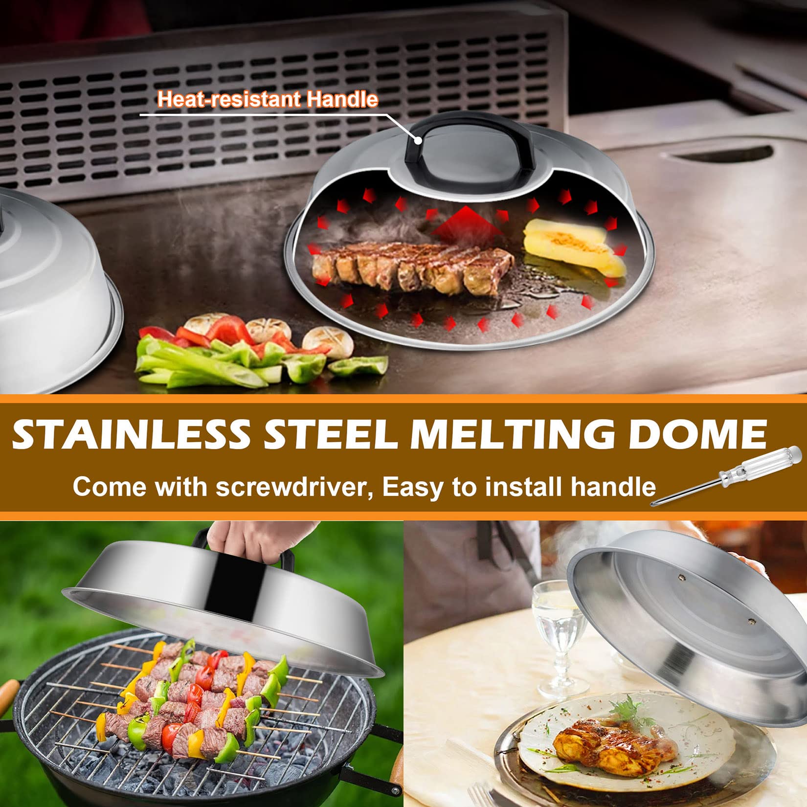 23Pcs Stainless Steel Griddle Accessories Kit - Joyfair Flat Top Grill Spatulas Set with Melting Dome, Scraper, Turners & Carrying Bag - Dishwasher Safe BBQ Tools for Outdoor Camping, Backyard Grilling & Tailgating Parties