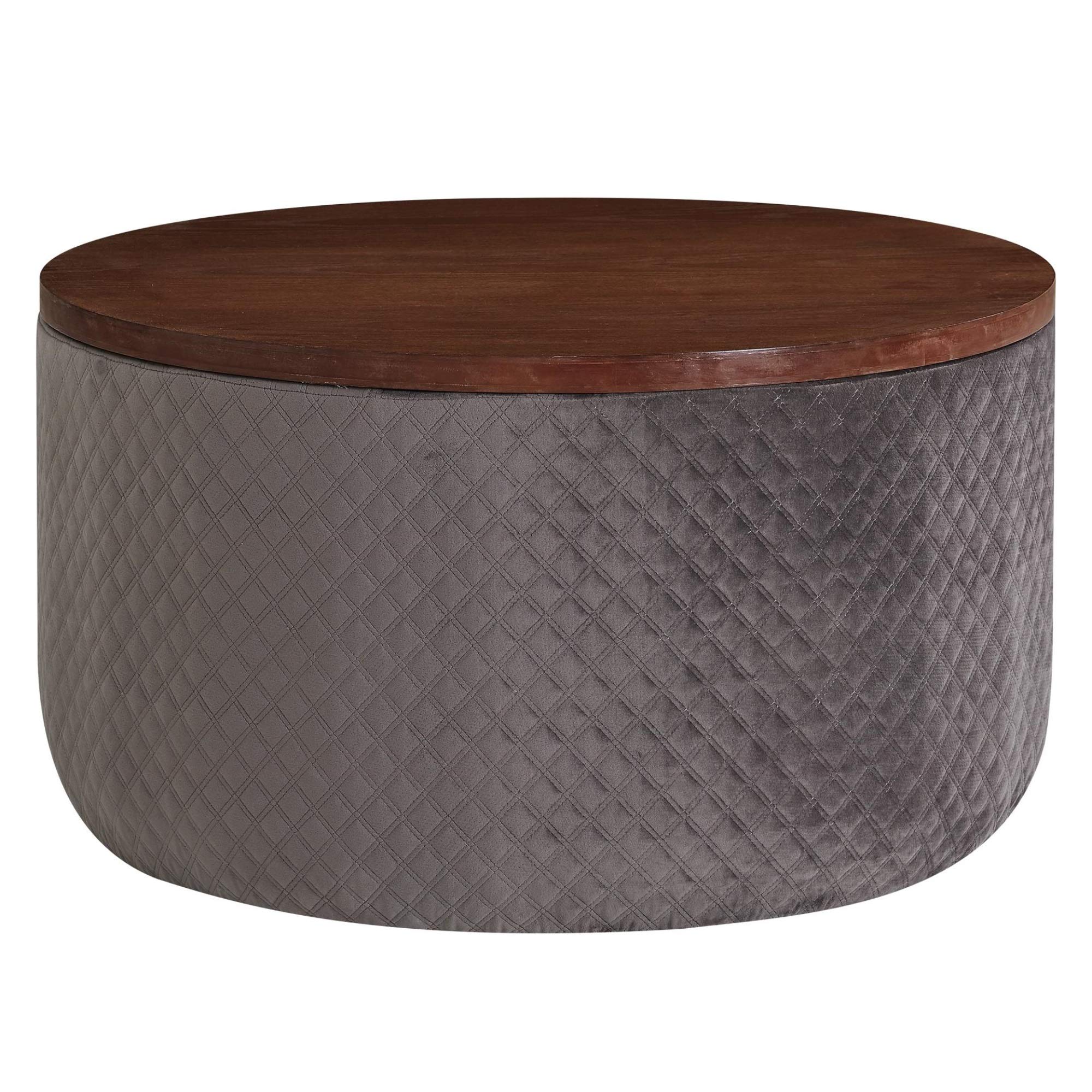 Velvet Round Storage Coffee Table - Modern Ottoman with Hidden Storage for Living Room, Bedroom & Office - Soft Fabric Top & Sturdy Wooden Base - Perfect for Home Decor, Small Space Organization & Extra Seating