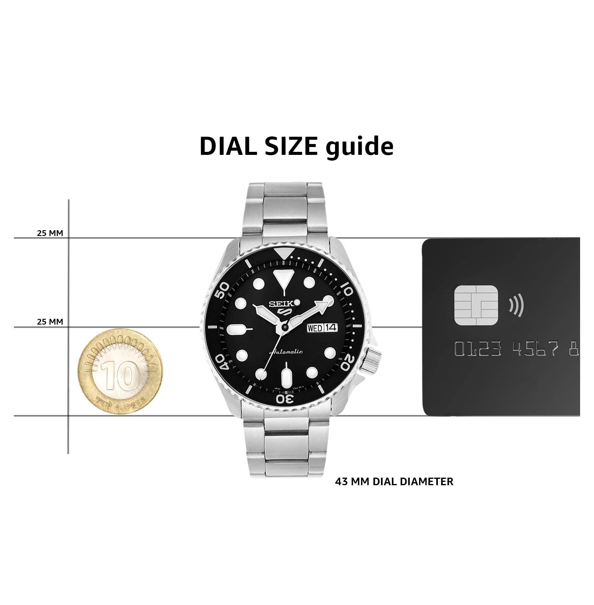 Seiko Men's 5 Sports Automatic Watch - Stainless Steel Case, Water Resistant, Day/Date Display - Perfect for Casual Wear, Office & Outdoor Activities