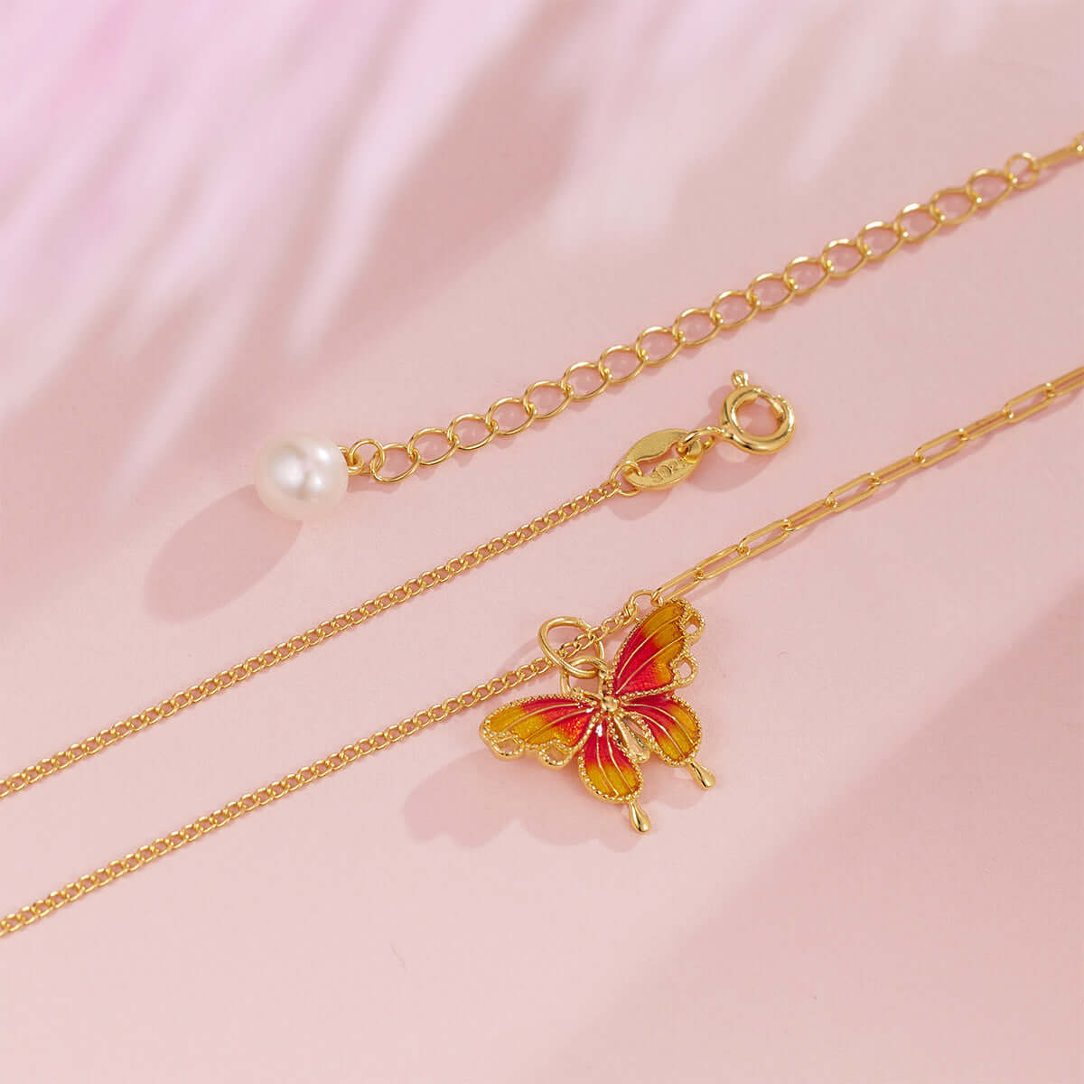French Style Gradient Butterfly Pendant Necklace - Elegant Layering Jewelry for Women | Perfect for Date Night, Wedding, and Everyday Fashion Accessories