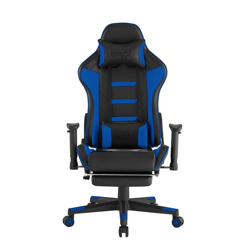 Premium PU Leather Gaming Chair - Ergonomic Racing Style Video Game Chair with Lumbar Support for PC & Console Gamers - Perfect for Esports, Streaming & Home Office (Navy Blue)