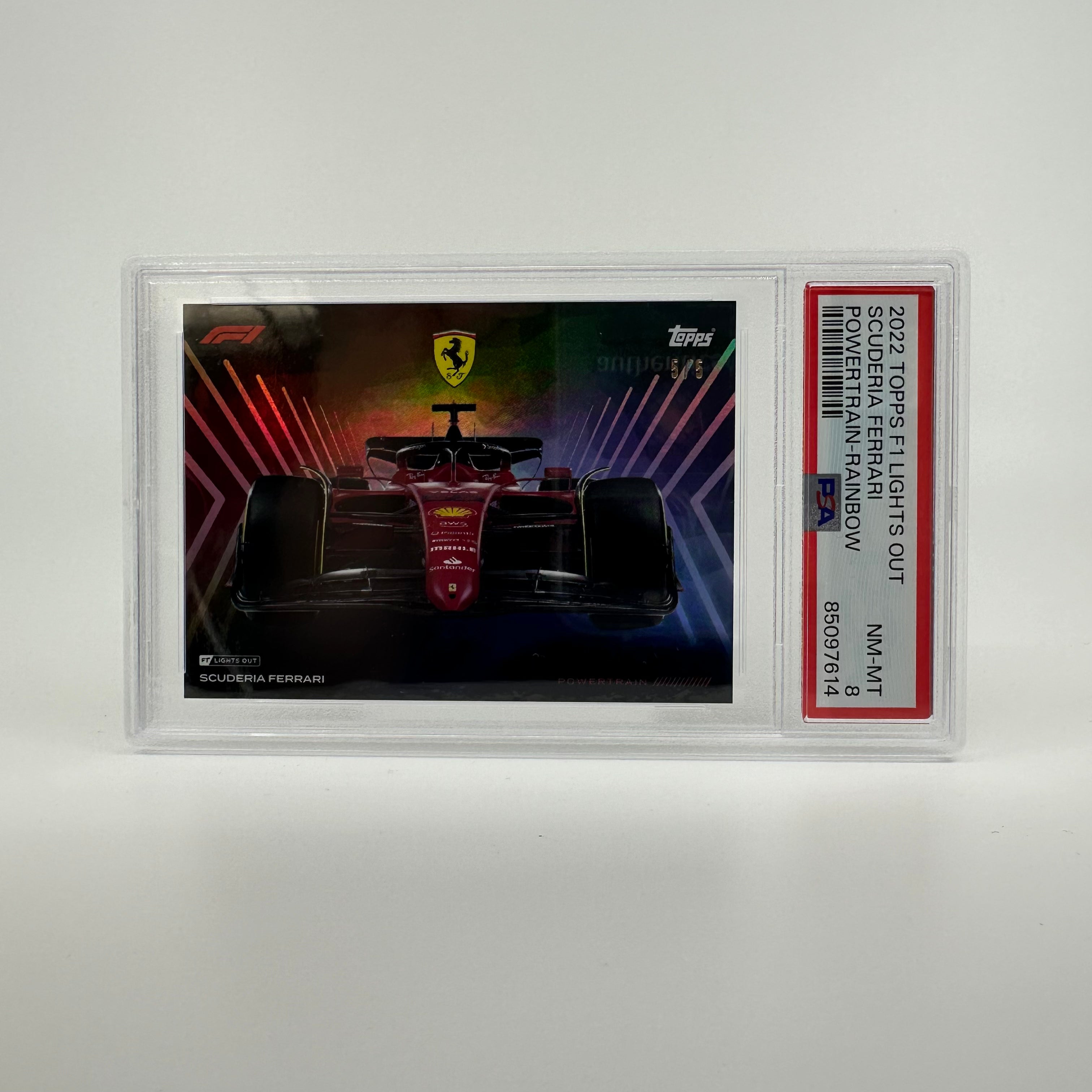 PSA 8 Graded 5/5 Scuderia Ferrari Powertrain Rainbow Trading Card - Perfect for Collectors, Racing Fans & Investment