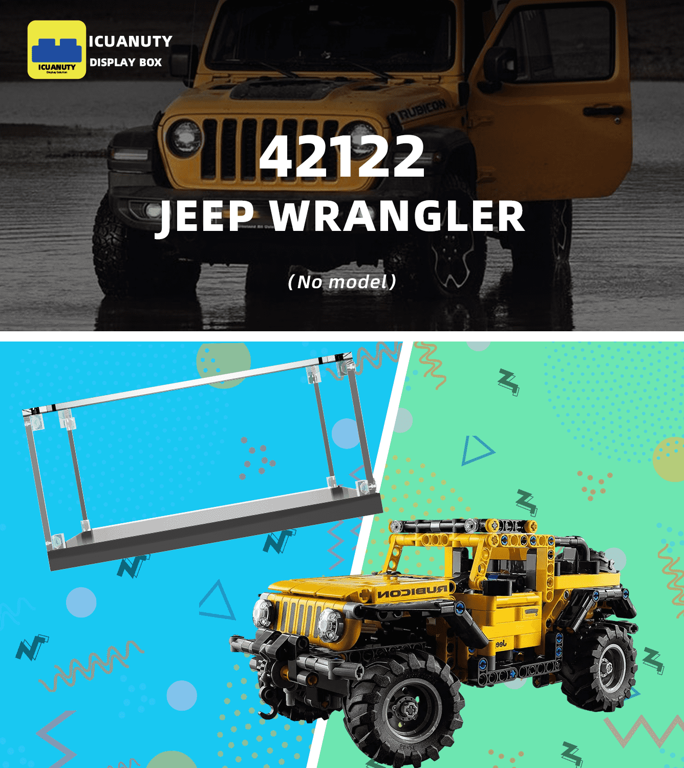 LEGO Technic Jeep Wrangler 42122 Display Case - Clear Acrylic Showcase for Model Car Collection - Perfect for Home Decor, Office Display & Gift for LEGO Enthusiasts