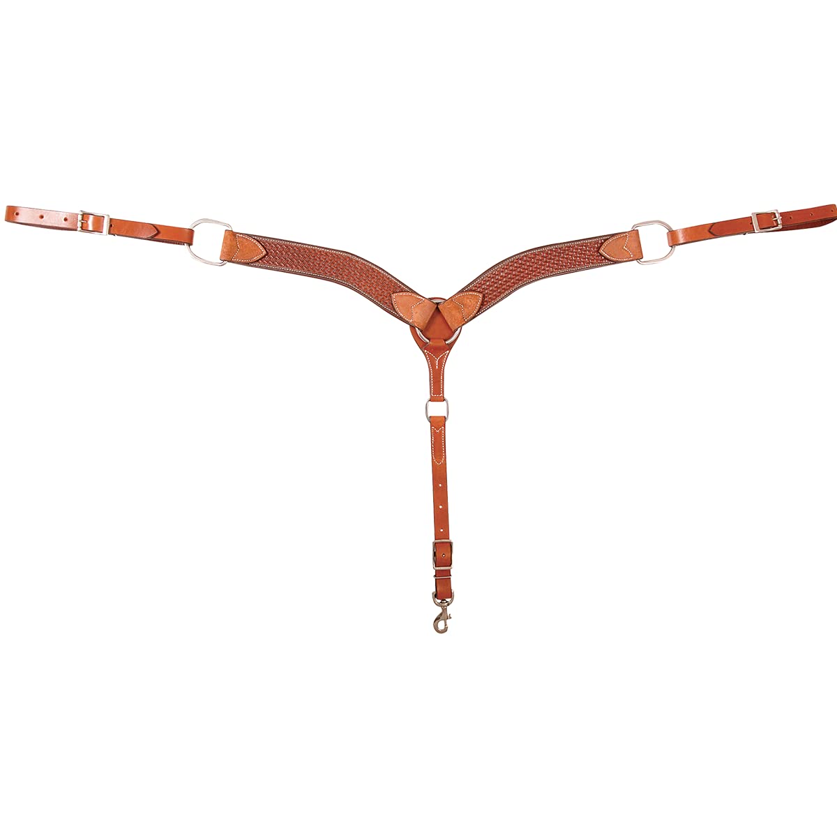 Cashel 2-inch Breastcollar with Basket Tooling - Chestnut Leather Horse Training Equipment for Western Riding & Trail Use