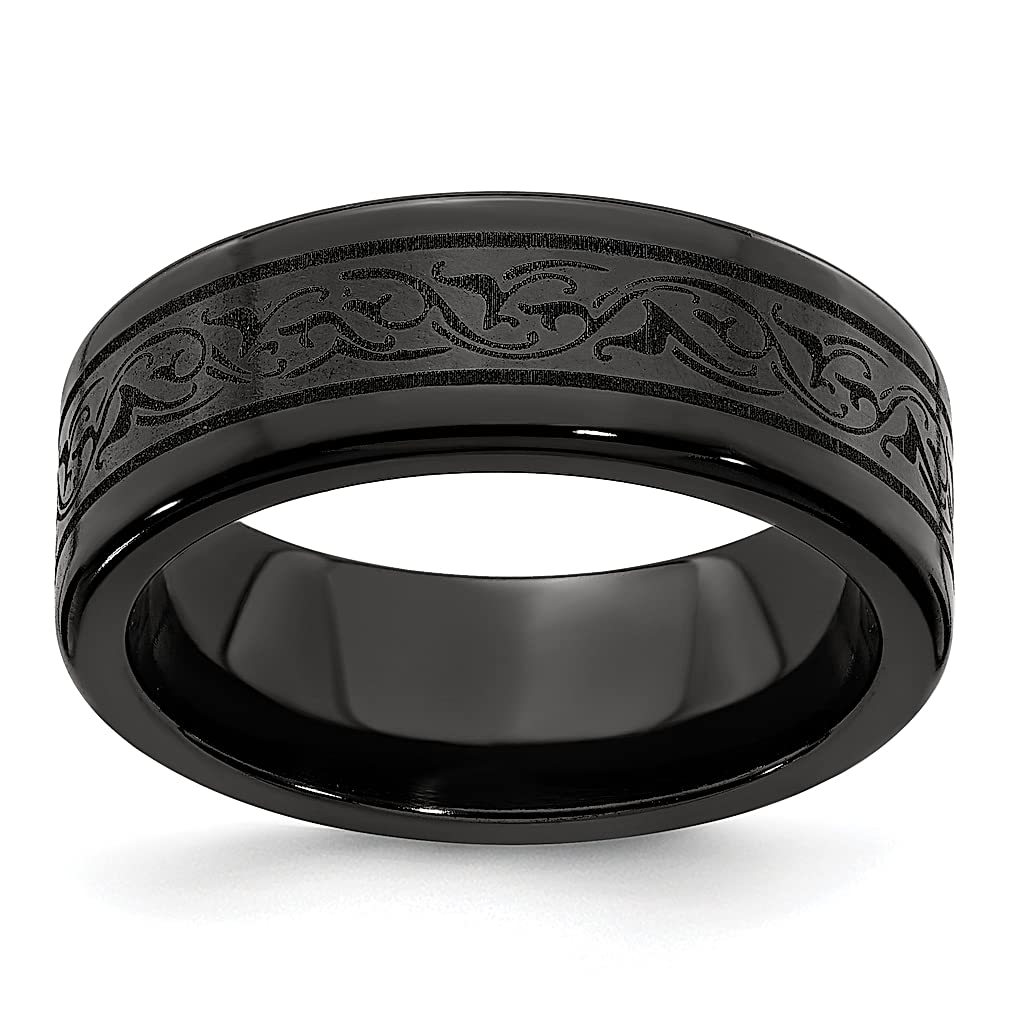 Edward Mirell Titanium Black Laser 8mm Wedding Band for Men - Classic Flat Design Comfort Fit Ring - Durable & Hypoallergenic Jewelry Gift for Husband, Dad, Groom - Perfect for Weddings, Anniversaries & Special Occasions