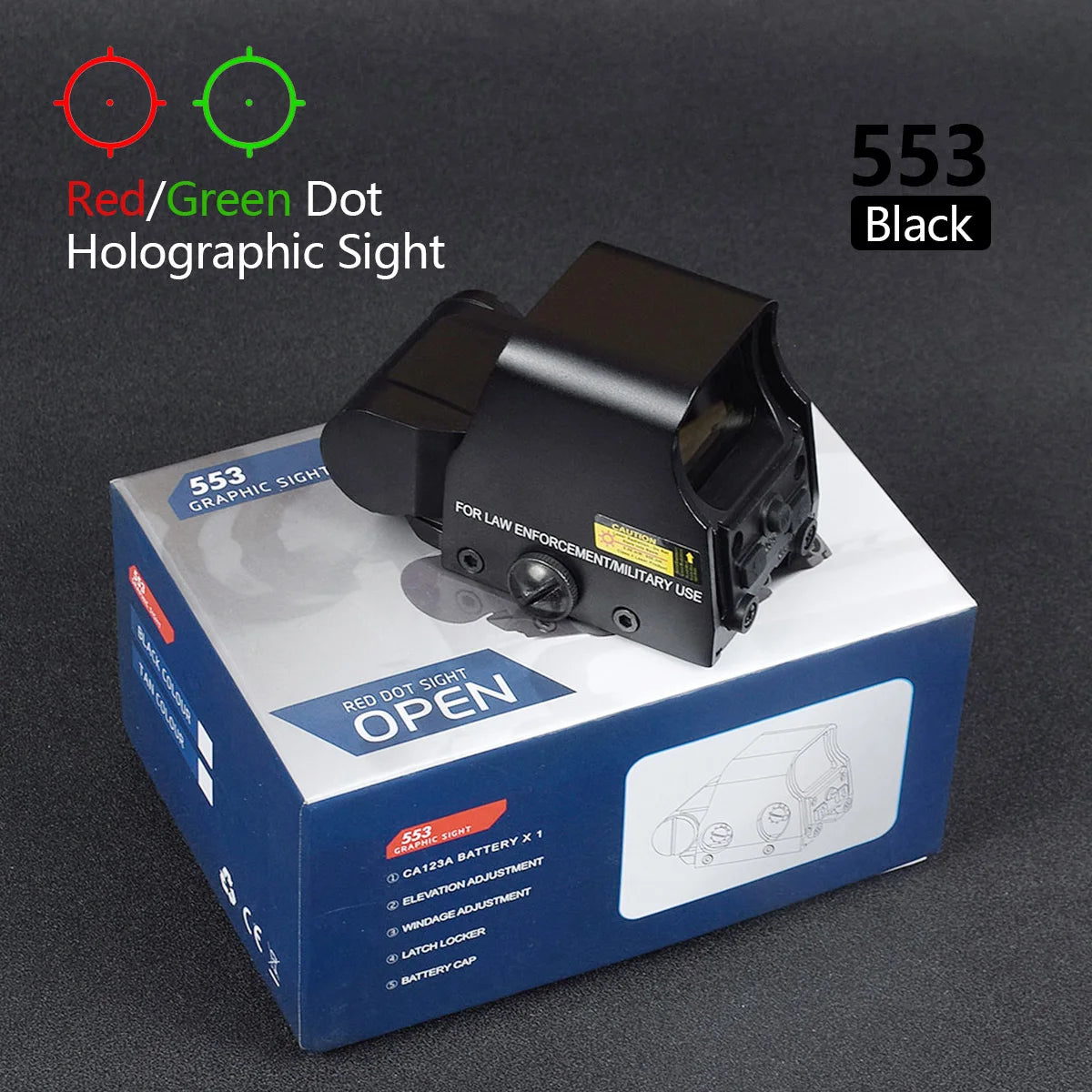 Tactical LCO Red Dot Holographic Reflex Sight 551 553 558 - Compatible with 20mm Rail Mount - Rifle Scope for Hunting, Shooting & Outdoor Adventures - Perfect for Tactical, Home Defense & Range Practice