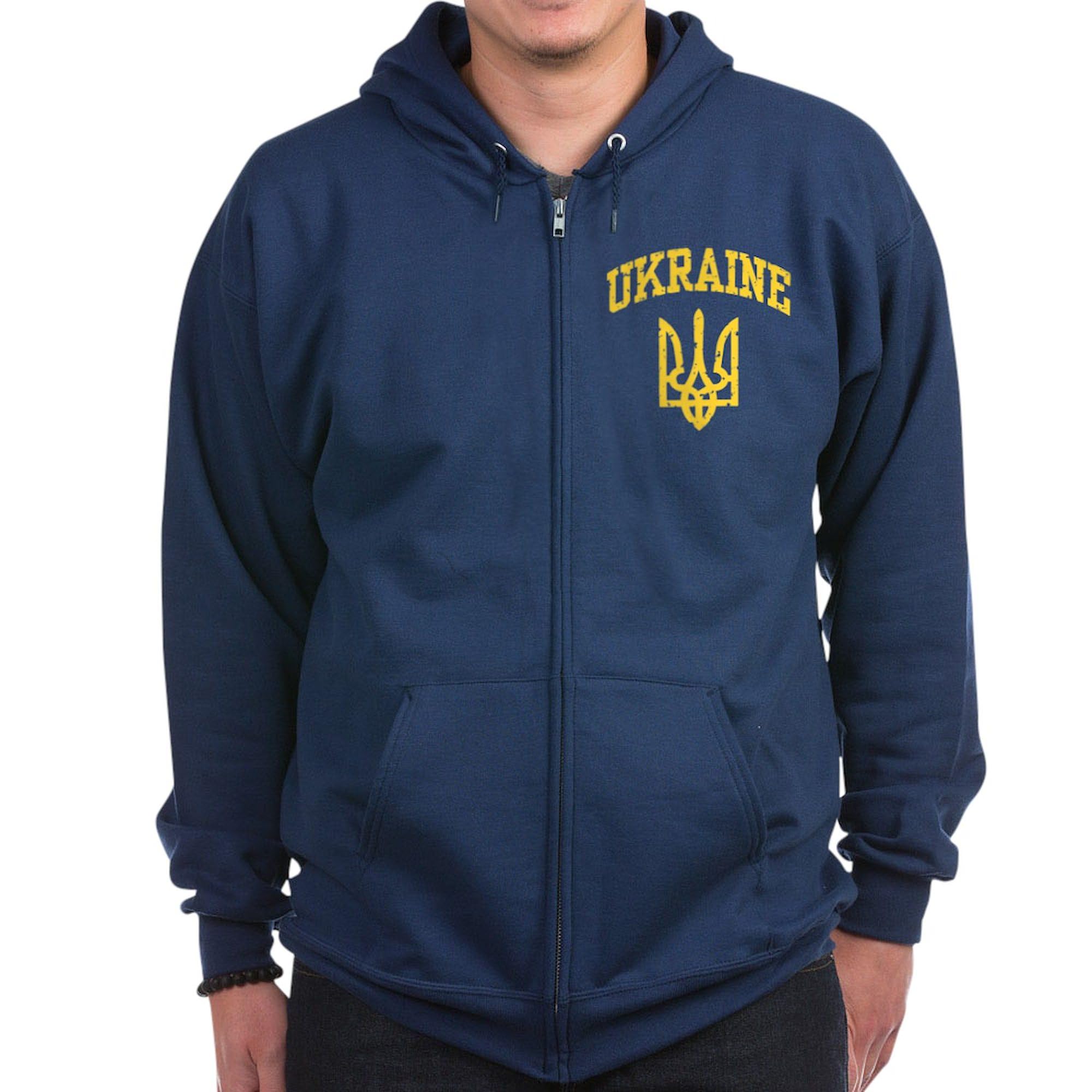 Ukraine Zip Hoodie for Men - Dark Zip-Up Hooded Sweatshirt | CafePress | Perfect for Casual Wear, Outdoor Activities & Showing Support