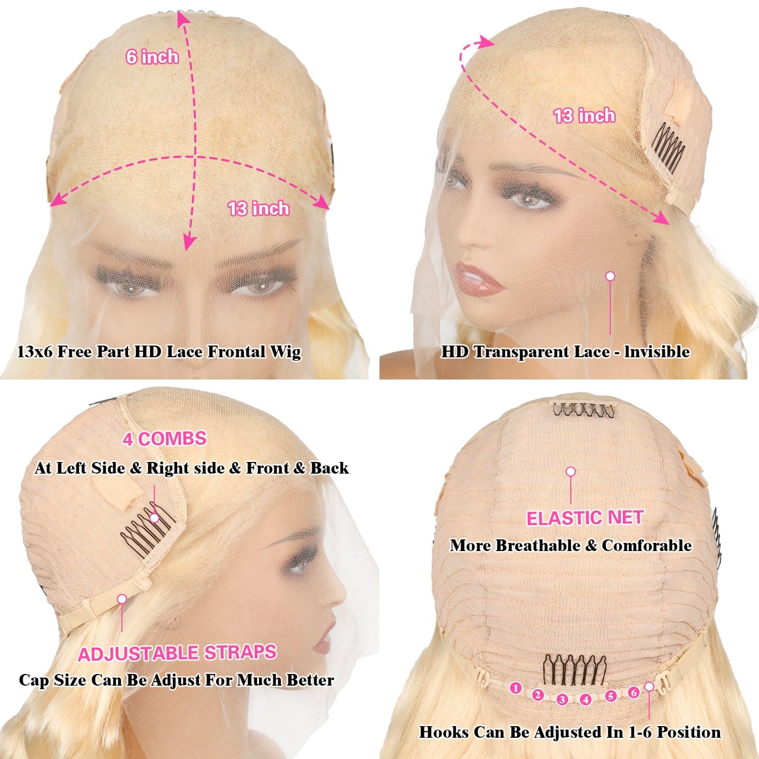 613 Blonde 13x6 Lace Front Wig Human Hair 200% Density Body Wave 28 Inch Full & Thick HD Lace Frontal Wig with Pre-Plucked Baby Hair for Women - Perfect for Daily Wear, Cosplay, and Special Occasions