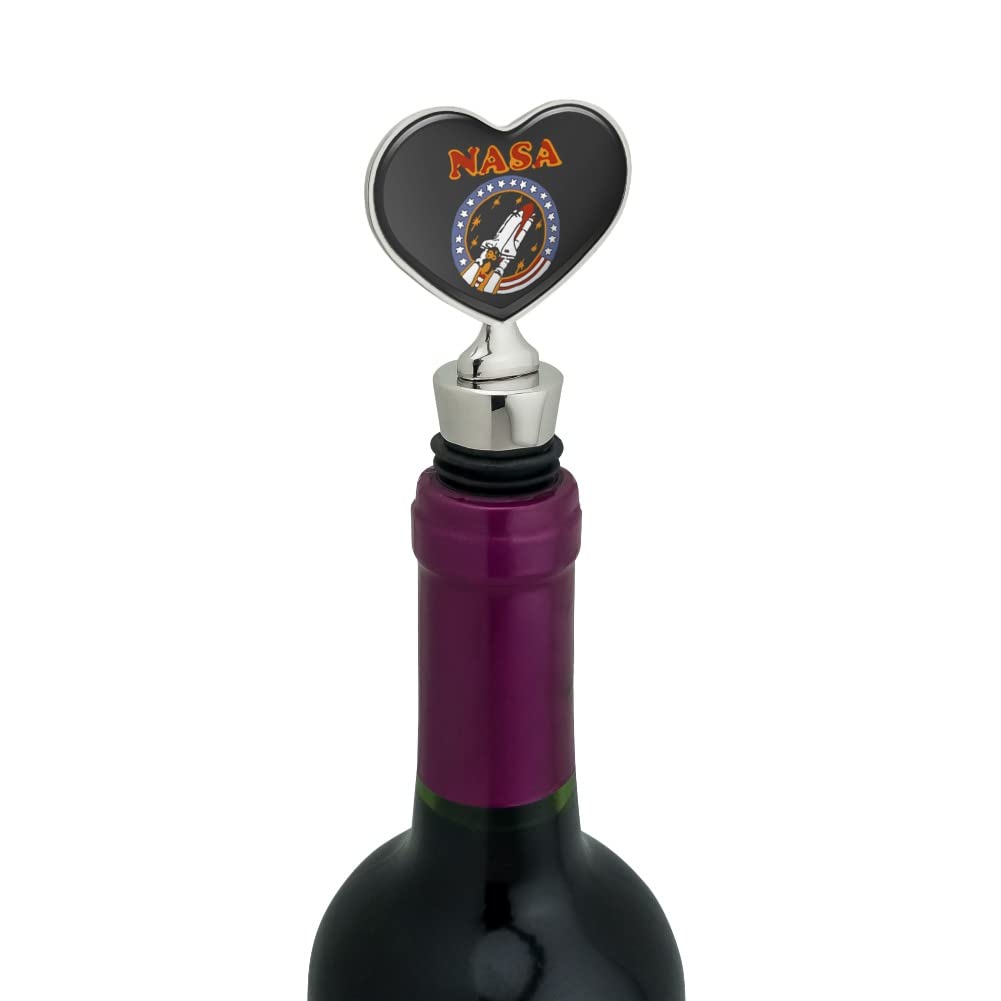 Vintage Space Shuttle Heart-Shaped Wine Bottle Stopper - Romantic Wine Accessory for Valentine's Day, Anniversary Gifts & Space-Themed Parties