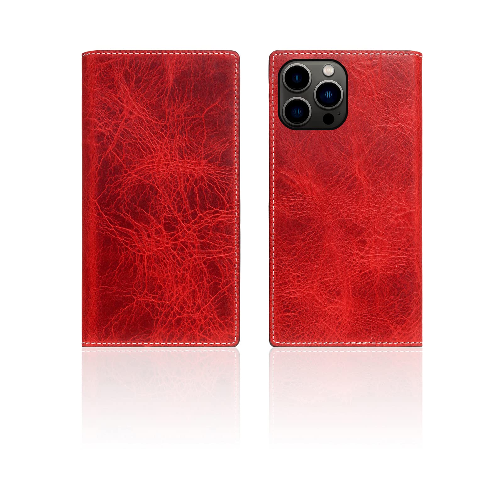 Premium Italian Wax Leather Wallet Case for iPhone 12 Pro Max - Handcrafted Diary Style with Multiple Card Slots & Cash Pocket | Luxury Gift Box Included (Red) | Perfect for Business Professionals & Everyday Use