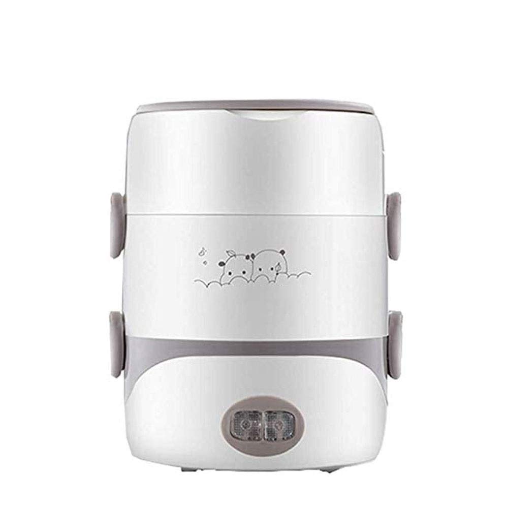 Portable Electric Lunch Box - Double Layer Food Warmer with 2 Porcelain Bowls, Small Rice Cooker & Steamer | Self-Heating Insulated Meal Container for Office, Travel, Camping & Car Use