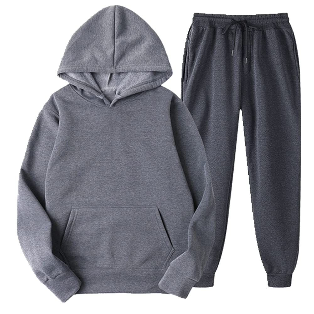 Men's Autumn Winter Tracksuit Set - Hooded Sweatshirt & Sweatpants 2-Piece Outfit for Gym, Running & Casual Wear