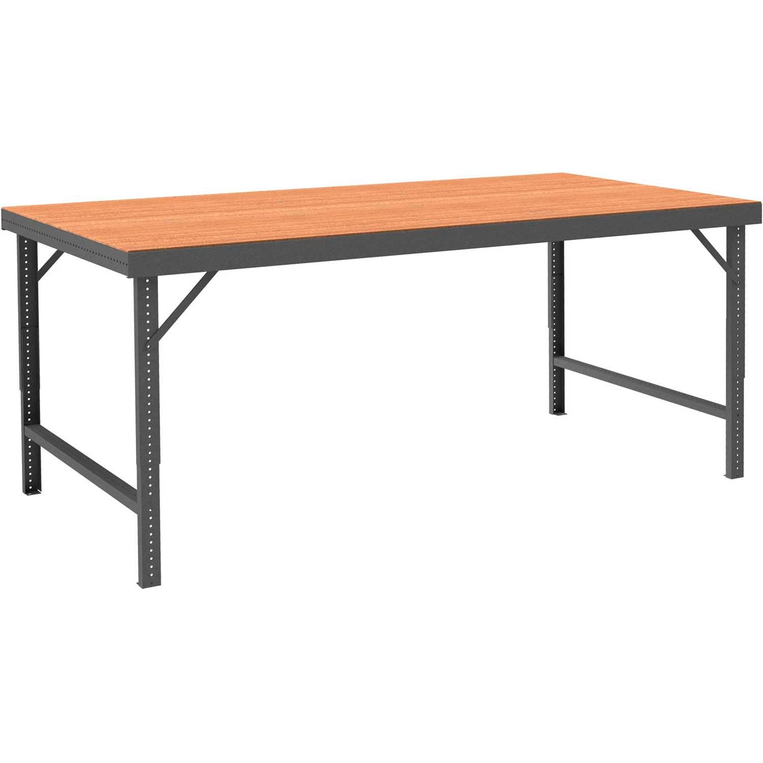 Durham 14 Gauge Steel Ergonomic Folding Workbench with Tempered Hardboard Top - Heavy Duty Portable Work Table for Garage, Workshop & DIY Projects