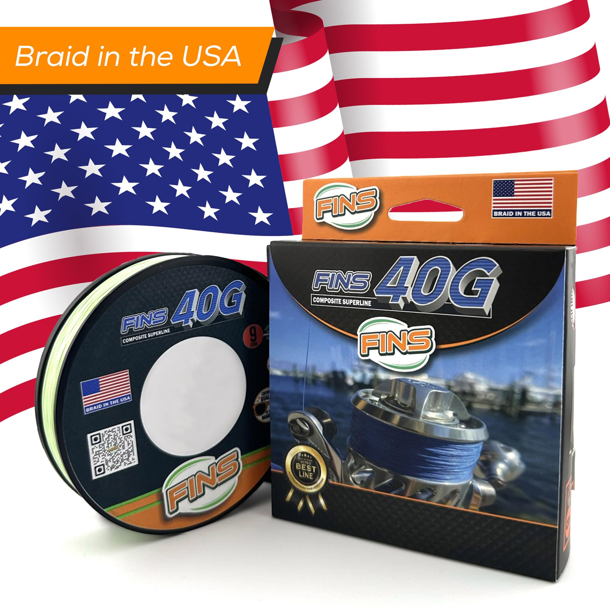 40G Super Round Braided Fishing Line - High Strength-to-Diameter Ratio, Smooth Monofilament Feel, 8 Fiber Bundle Over-Braiding, No Fluff Design - Made in USA | Perfect for Saltwater & Freshwater Fishing, Casting, Trolling & Bass Angling