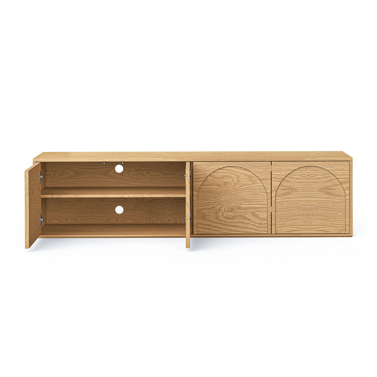Modern Aurora 4-Door TV Stand with Storage - Solid Wood Entertainment Center for Living Room, Bedroom & Home Theater Setup