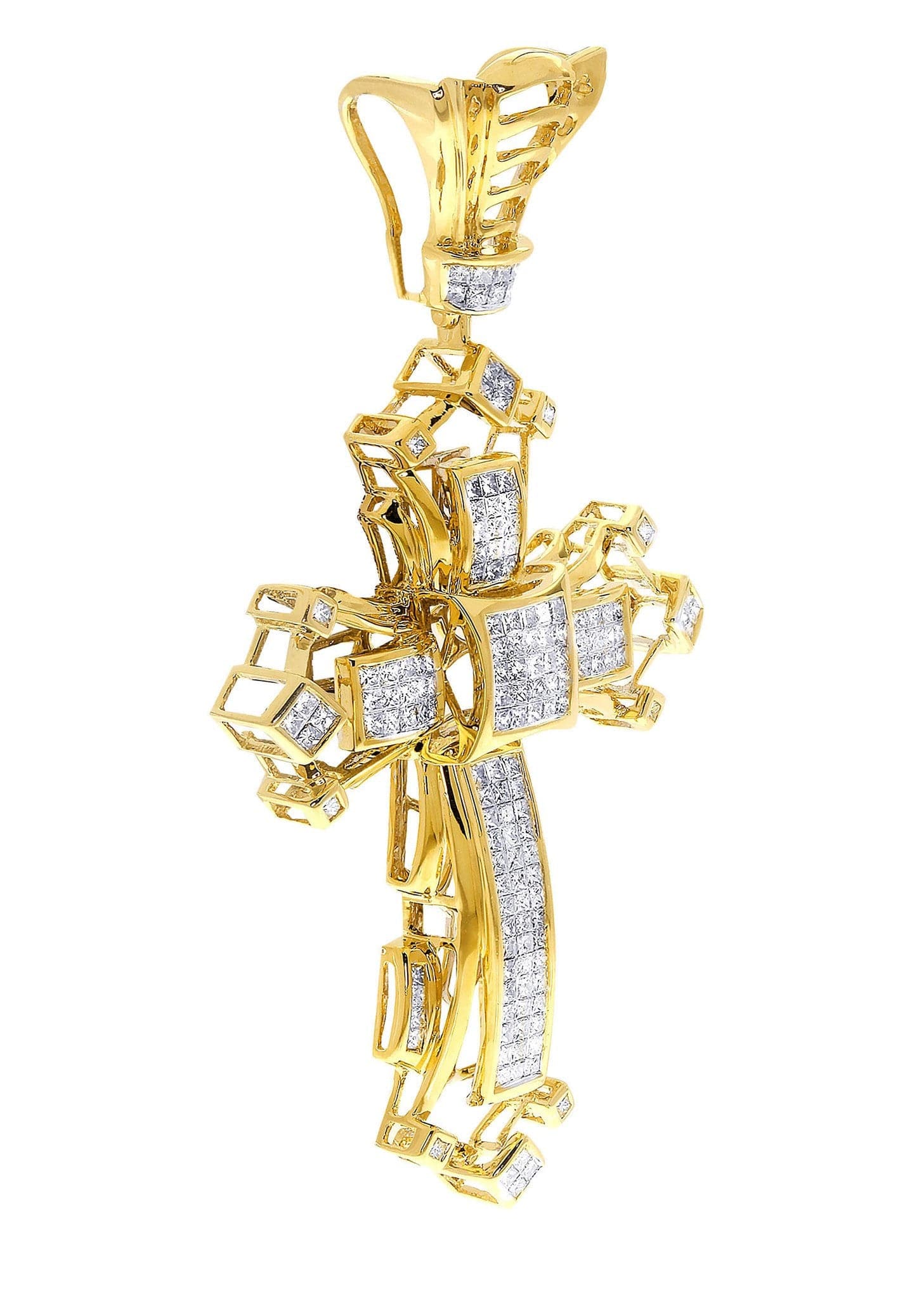 3.99 Carat Diamond Cross Pendant Necklace - 22.18 Grams Solid Gold Religious Jewelry for Women & Men - Perfect for Baptism, First Communion, Confirmation & Wedding Gifts