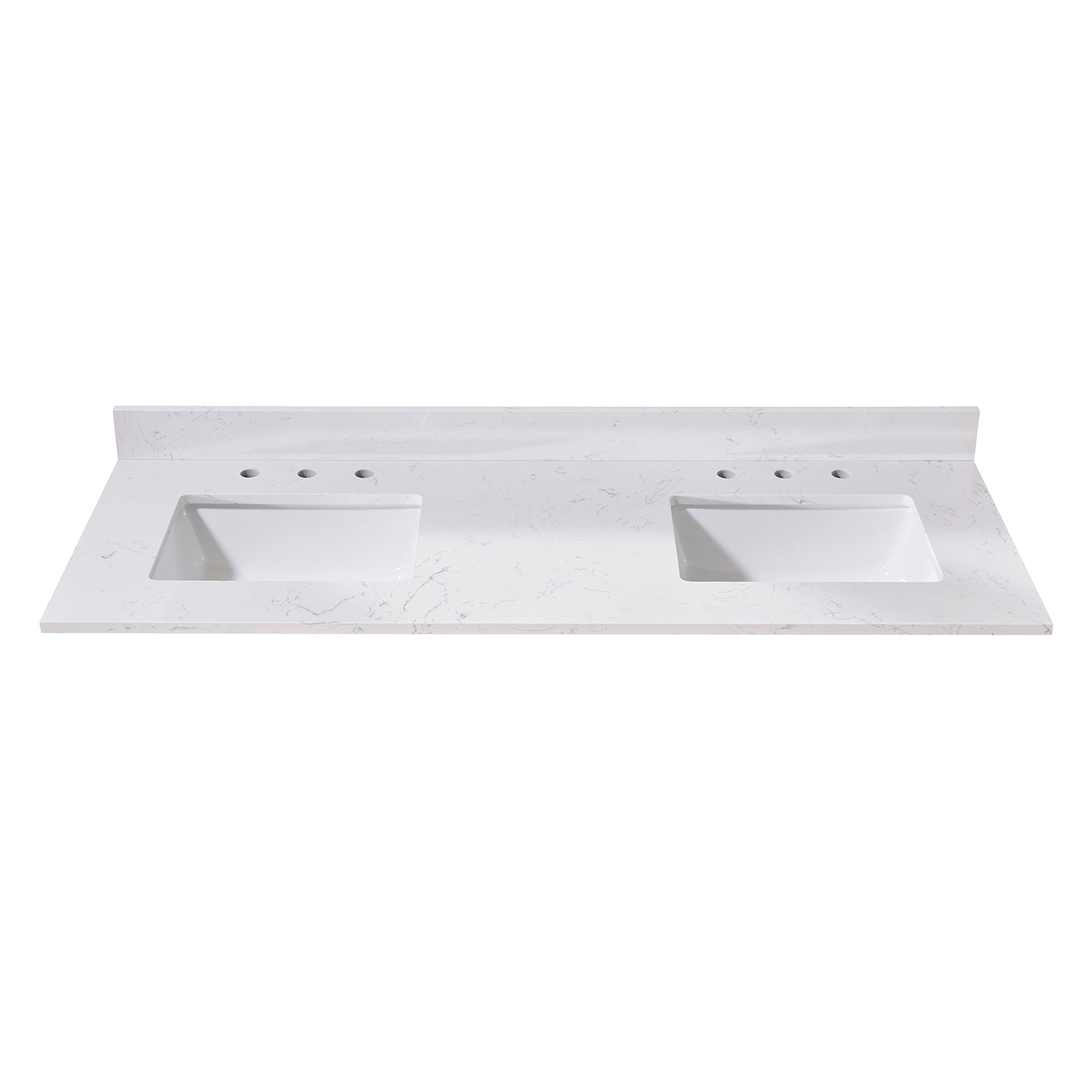 Trento Stone Effect Vanity Top in Aosta White with Integrated White Sink - Perfect for Bathroom Renovation & Modern Home Decor